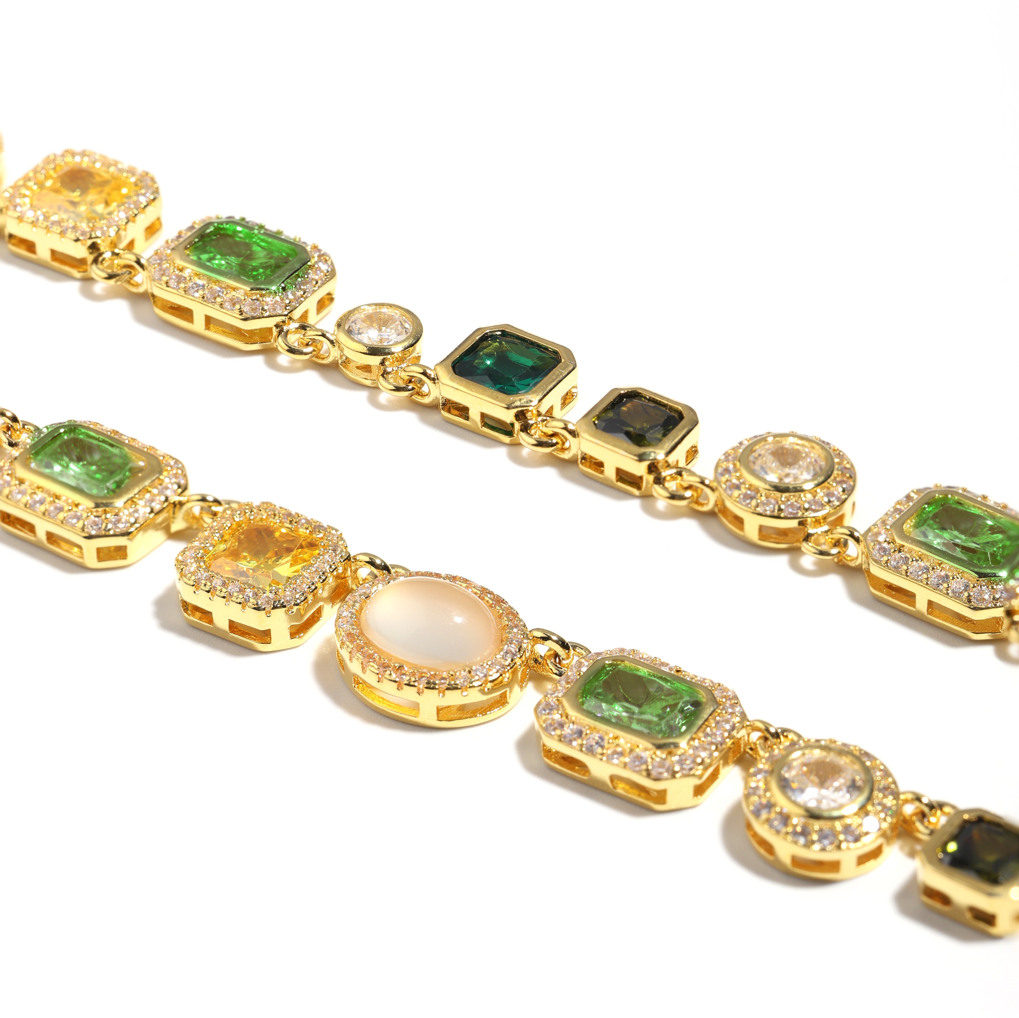 Graduated Green Chrysoprase Gemstone Necklace Set