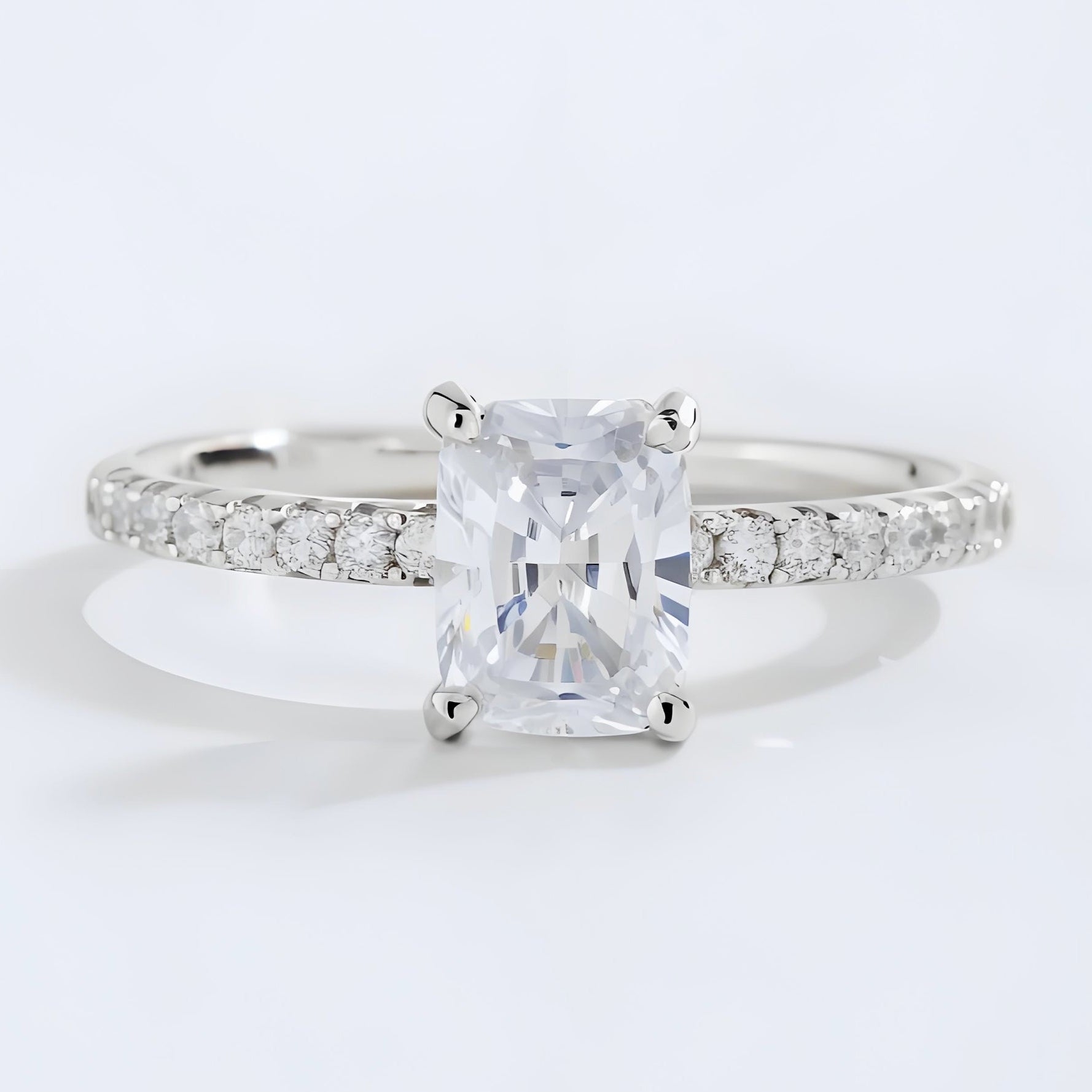 3CT Radiant Cut Wedding Promise Rings for Women