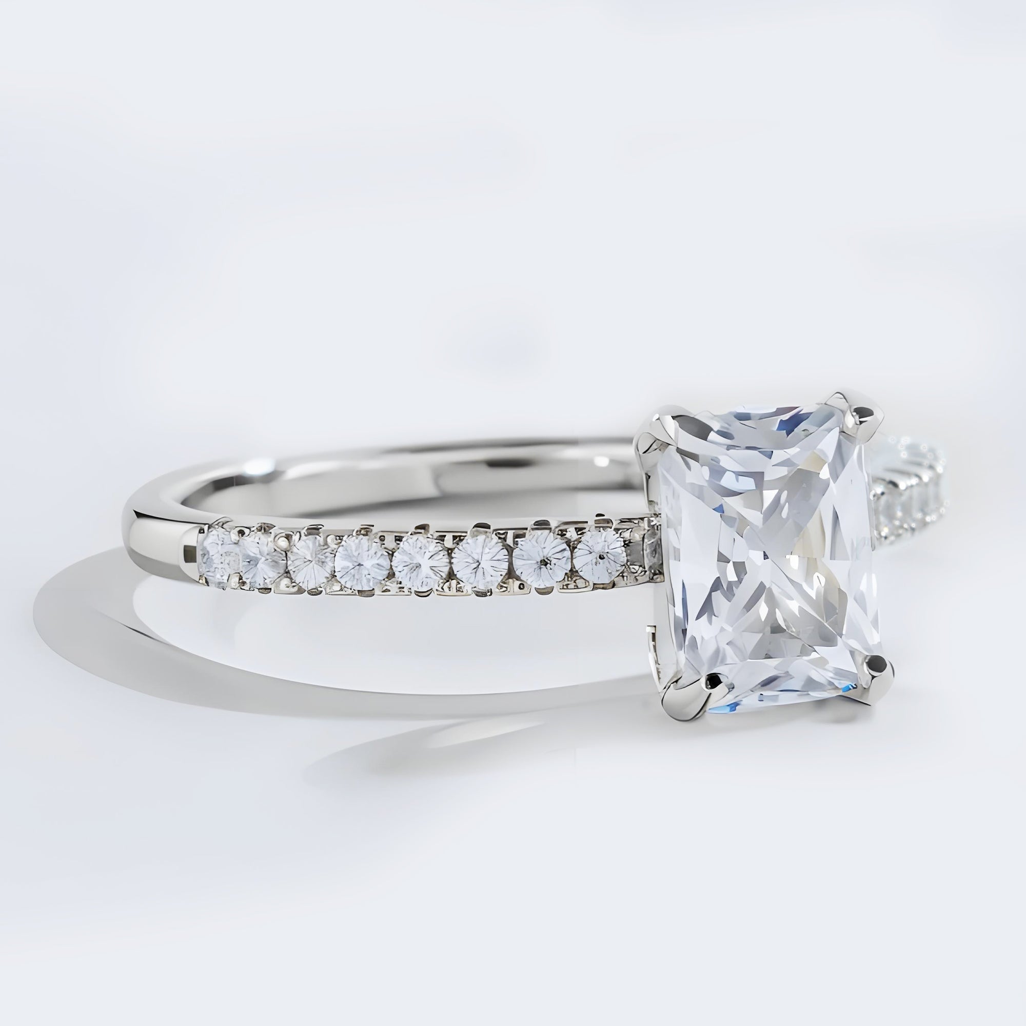 3CT Radiant Cut Wedding Promise Rings for Women