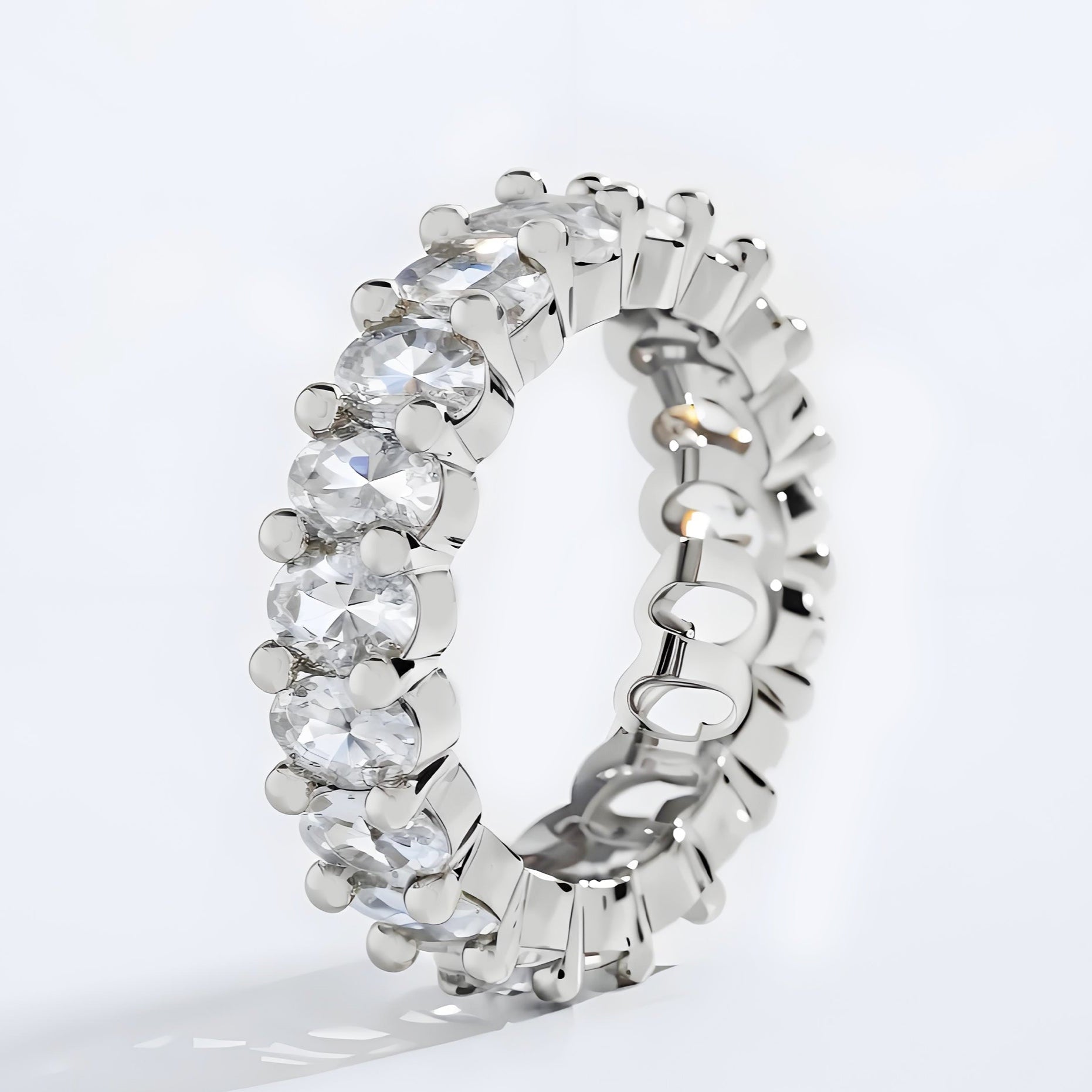 Gold Plated Oval Cubic Zirconia Love Ring