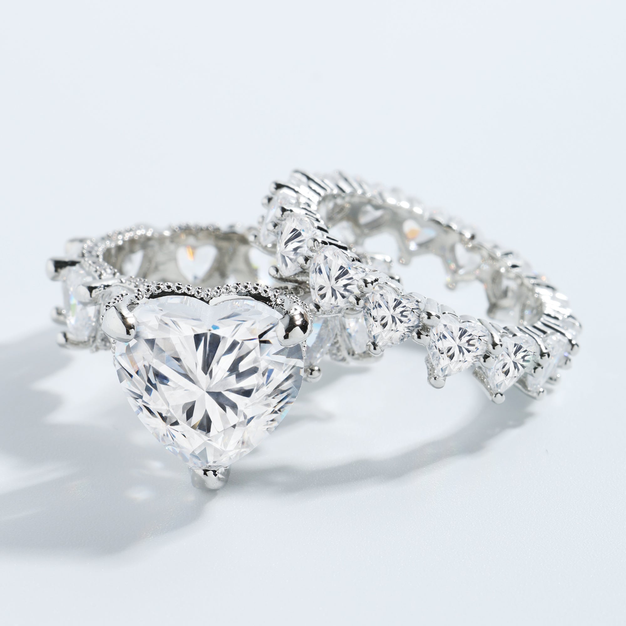 Two-Piece New Heart Ring Set