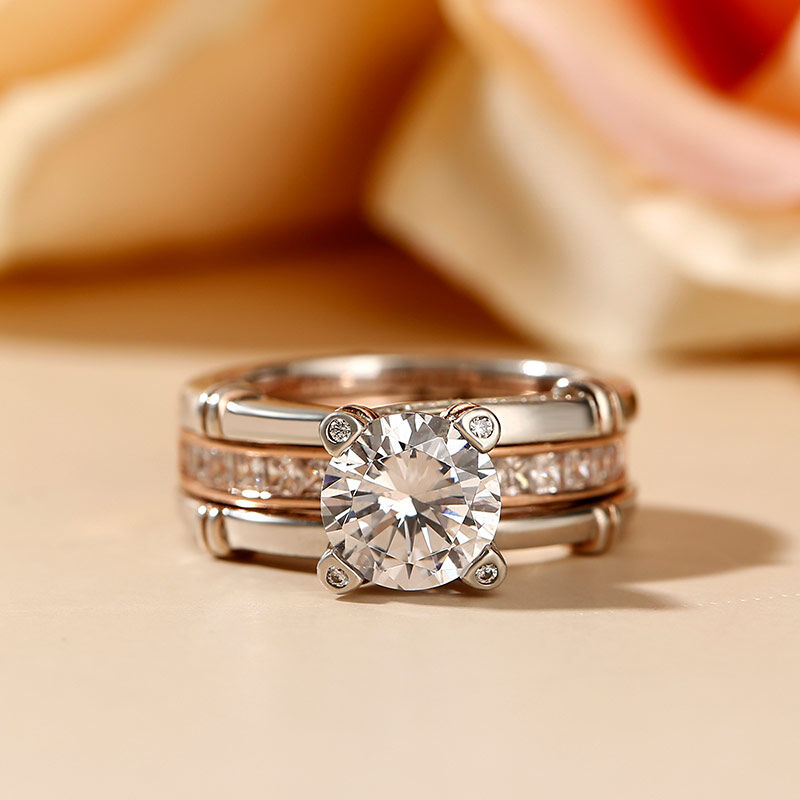 Knot Round Cut Sterling Silver Interchangeable Ring Set