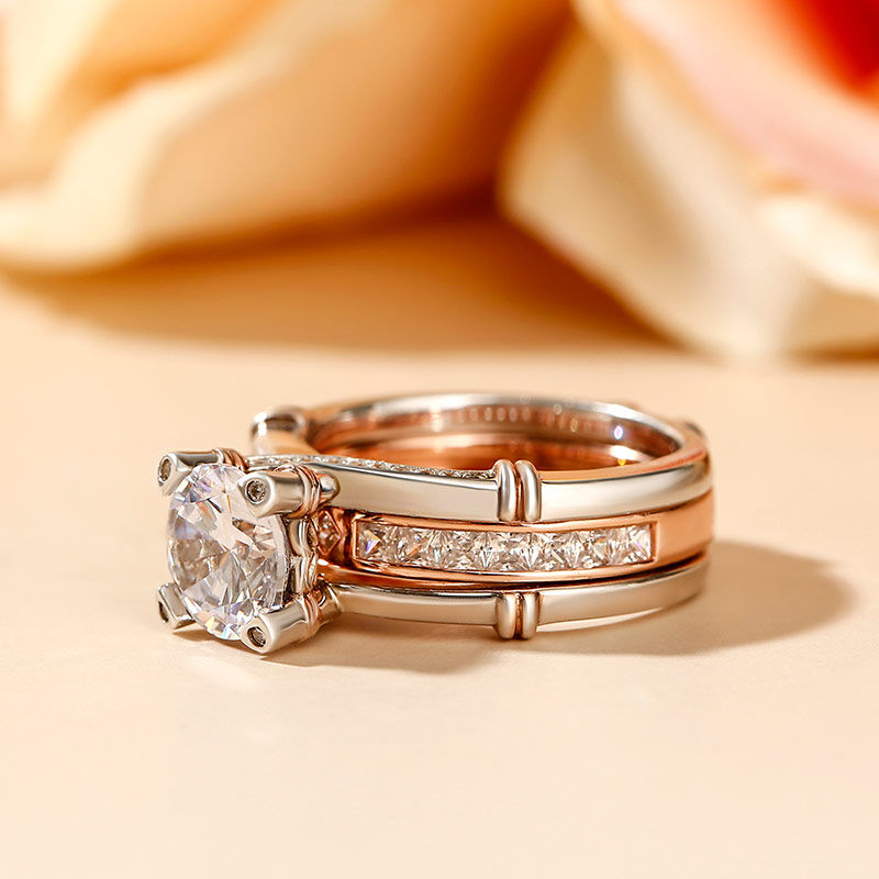 Knot Round Cut Sterling Silver Interchangeable Ring Set