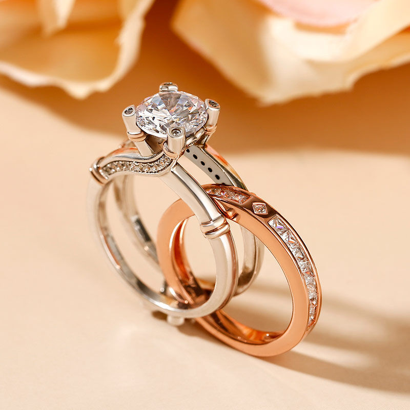 Knot Round Cut Sterling Silver Interchangeable Ring Set