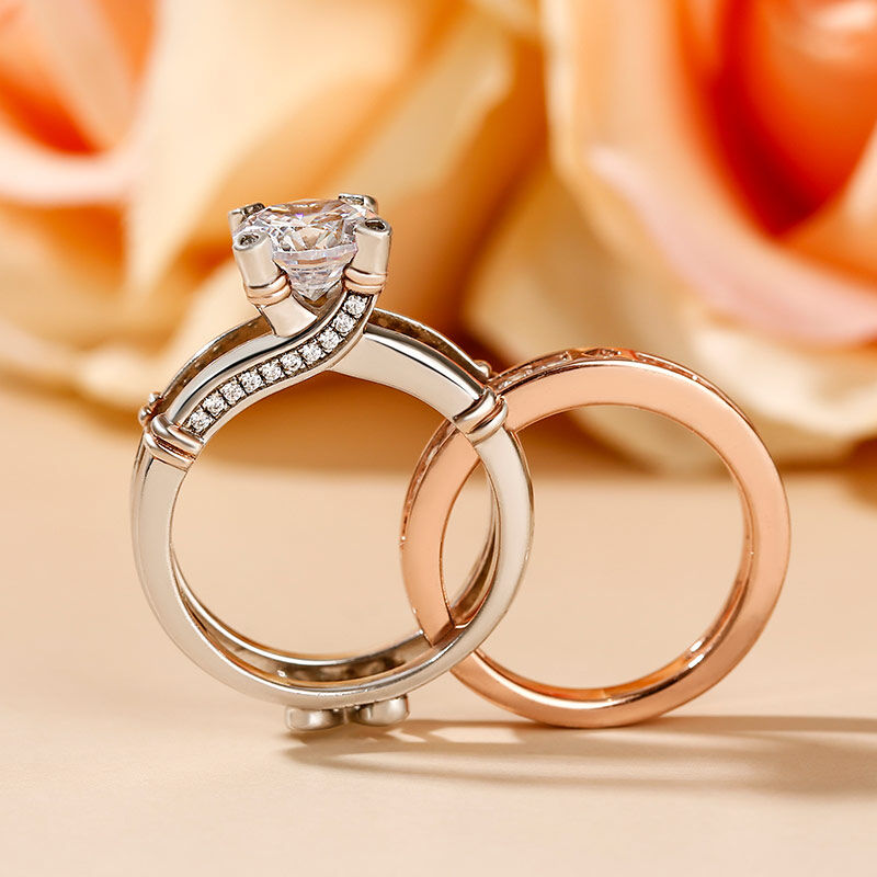 Knot Round Cut Sterling Silver Interchangeable Ring Set