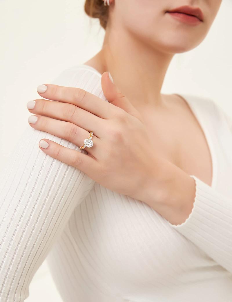 2CT Enagement Rings Oval Cut Promise Ring