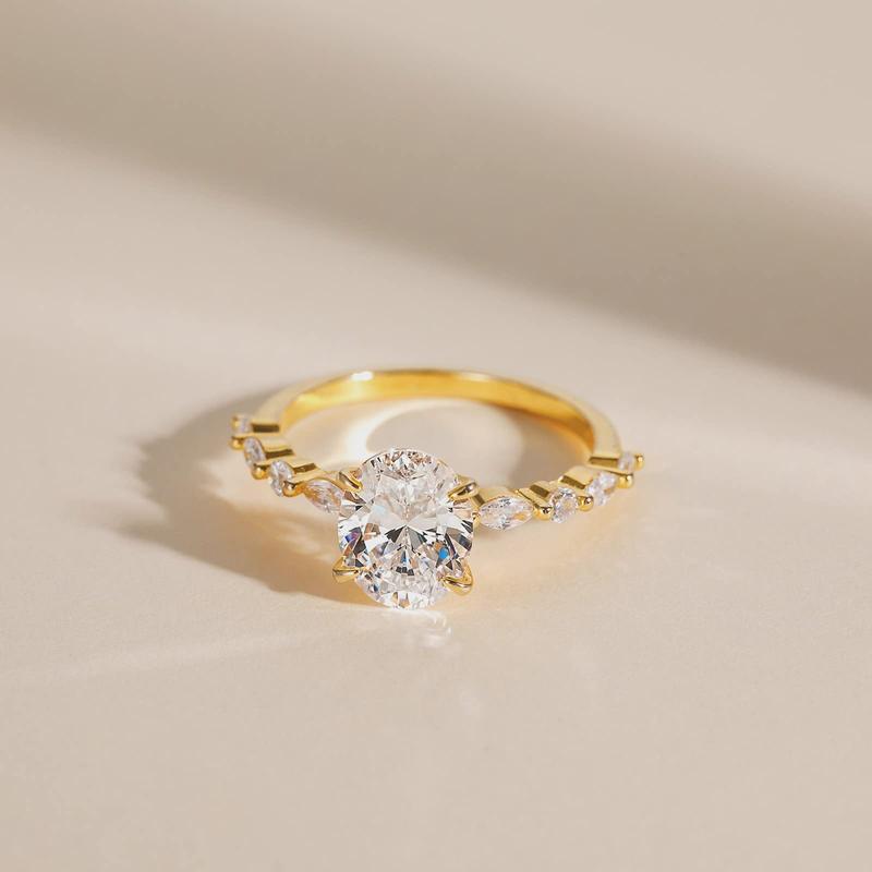 2CT Enagement Rings Oval Cut Promise Ring