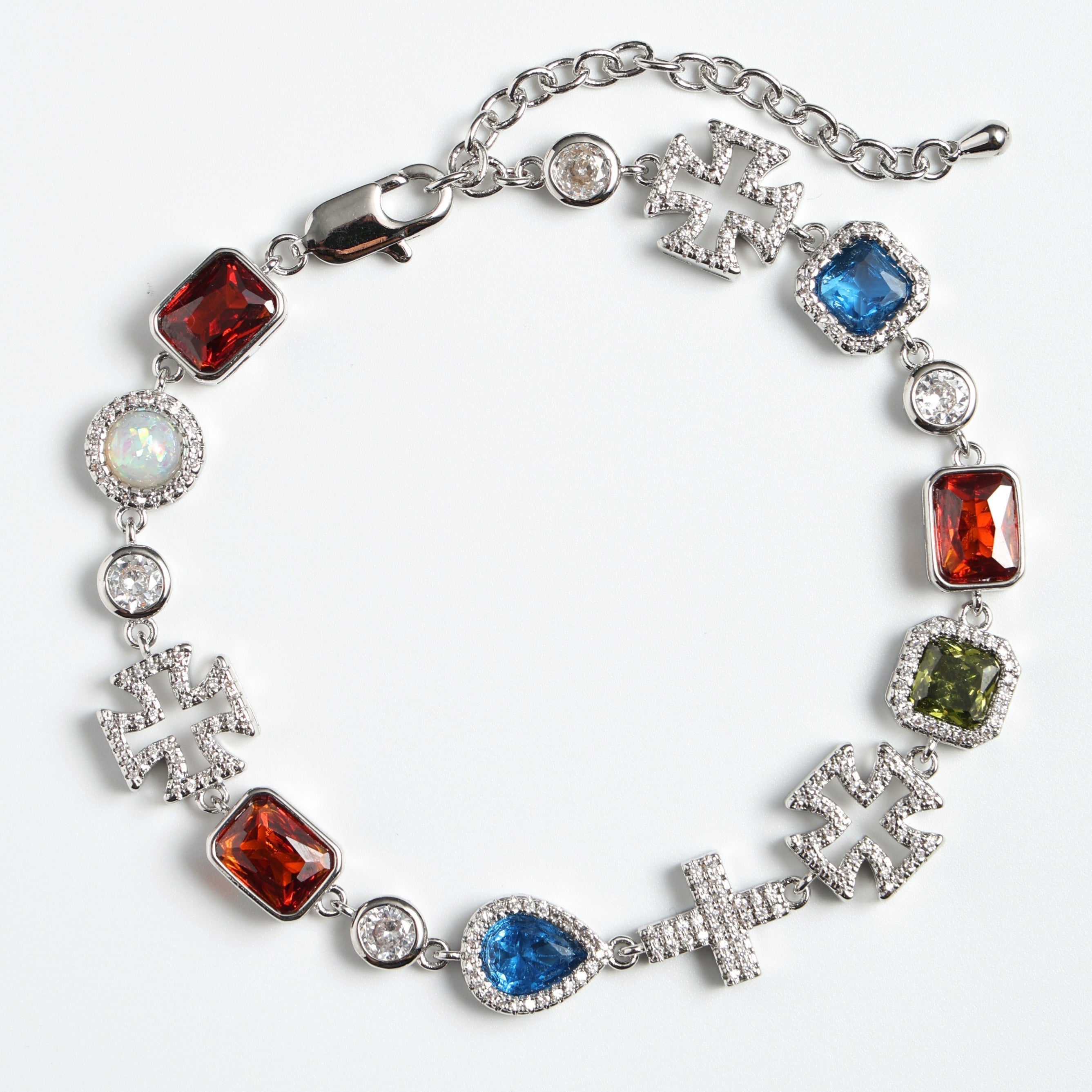 Multi Gemstone & Cross Necklace