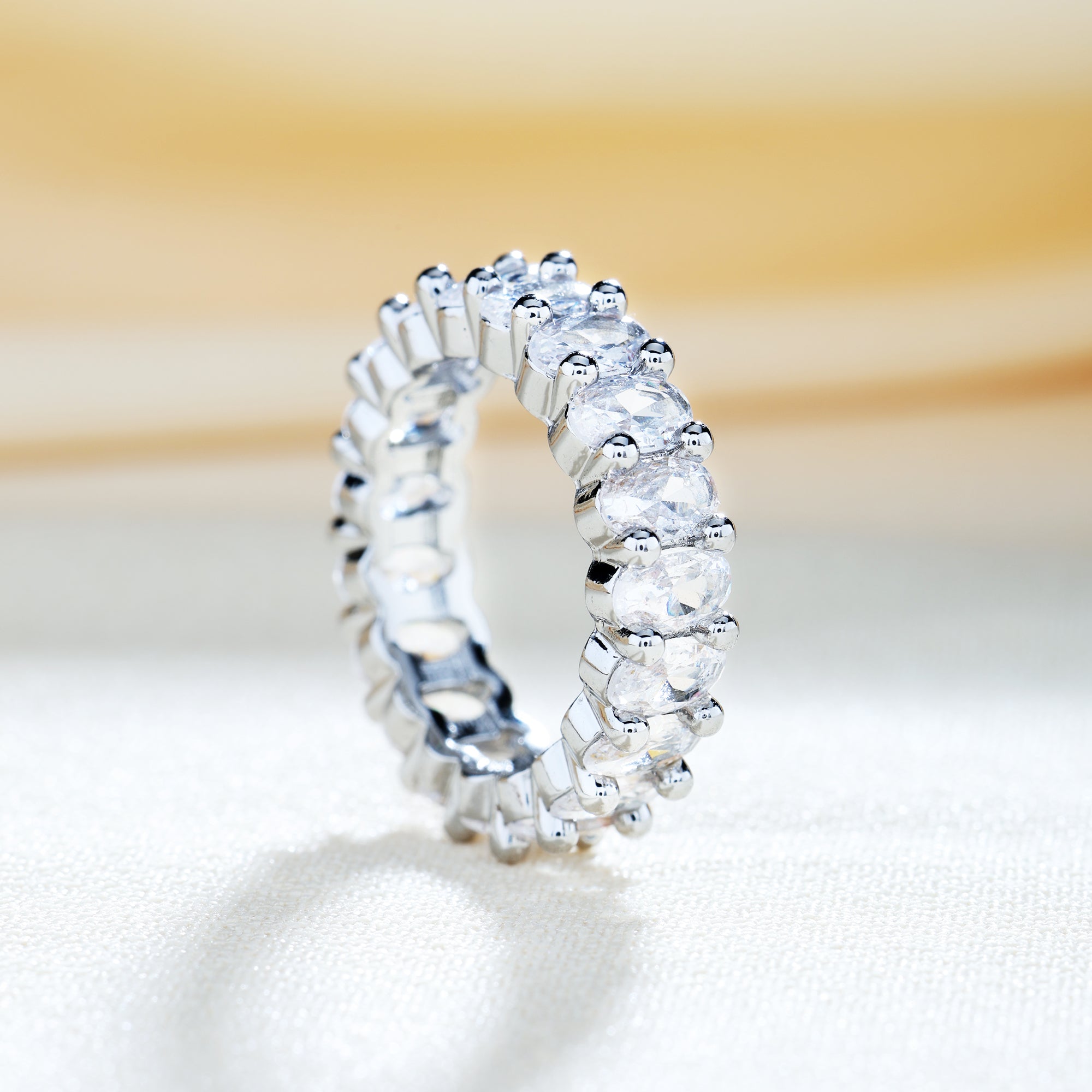 Gold Plated Oval Cubic Zirconia Love Ring