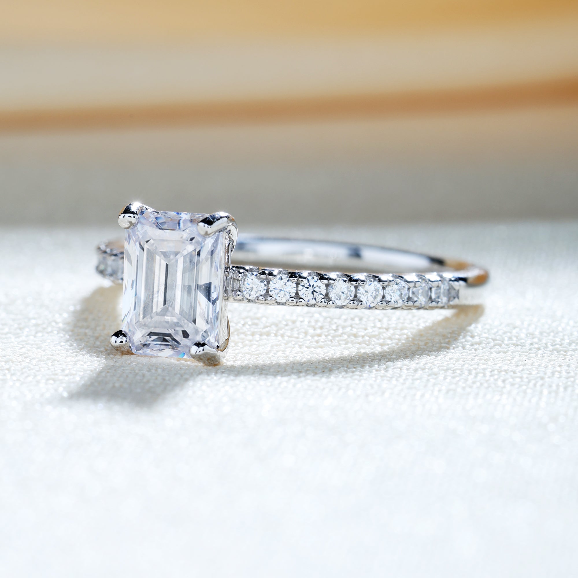3CT Radiant Cut Wedding Promise Rings for Women