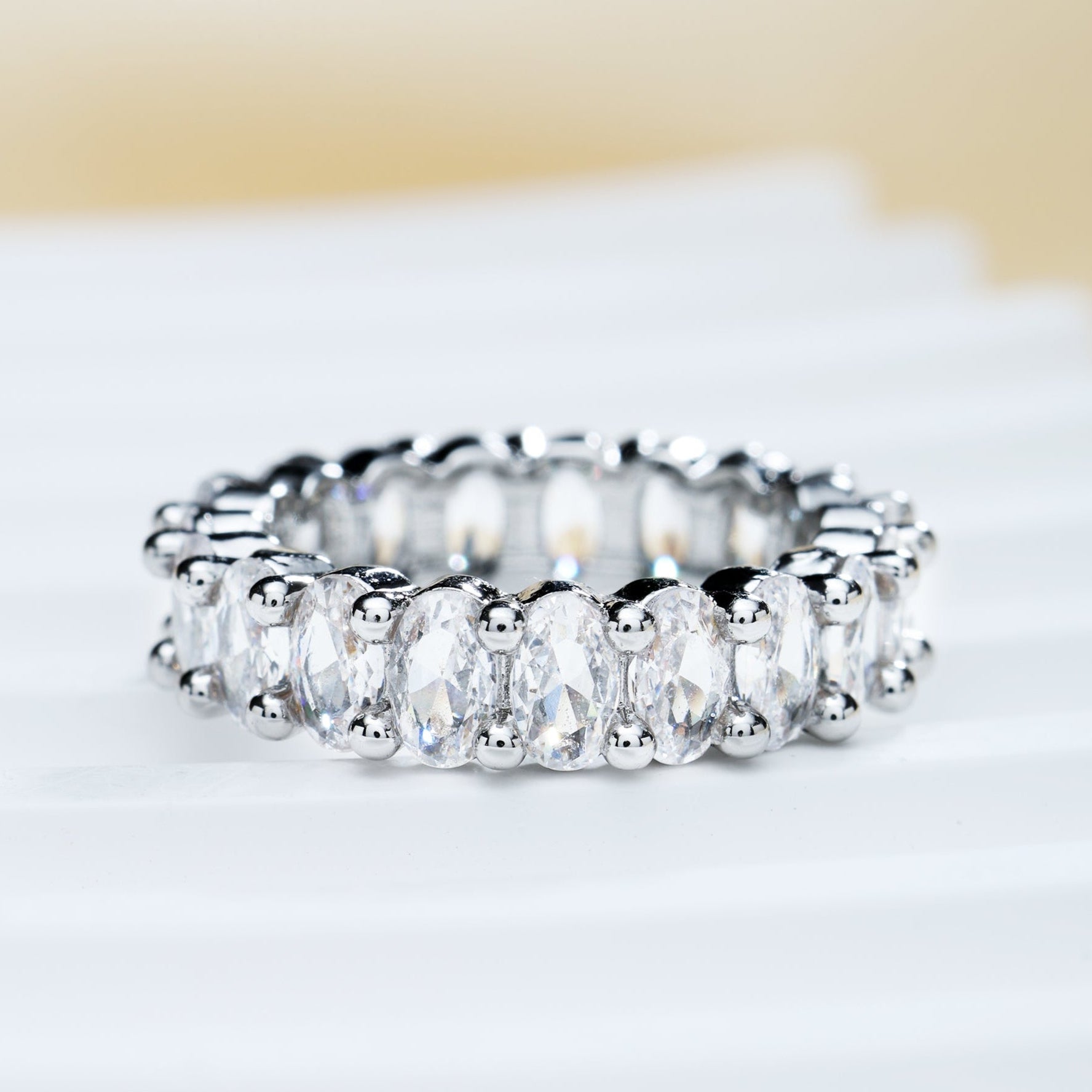 Gold Plated Oval Cubic Zirconia Love Ring