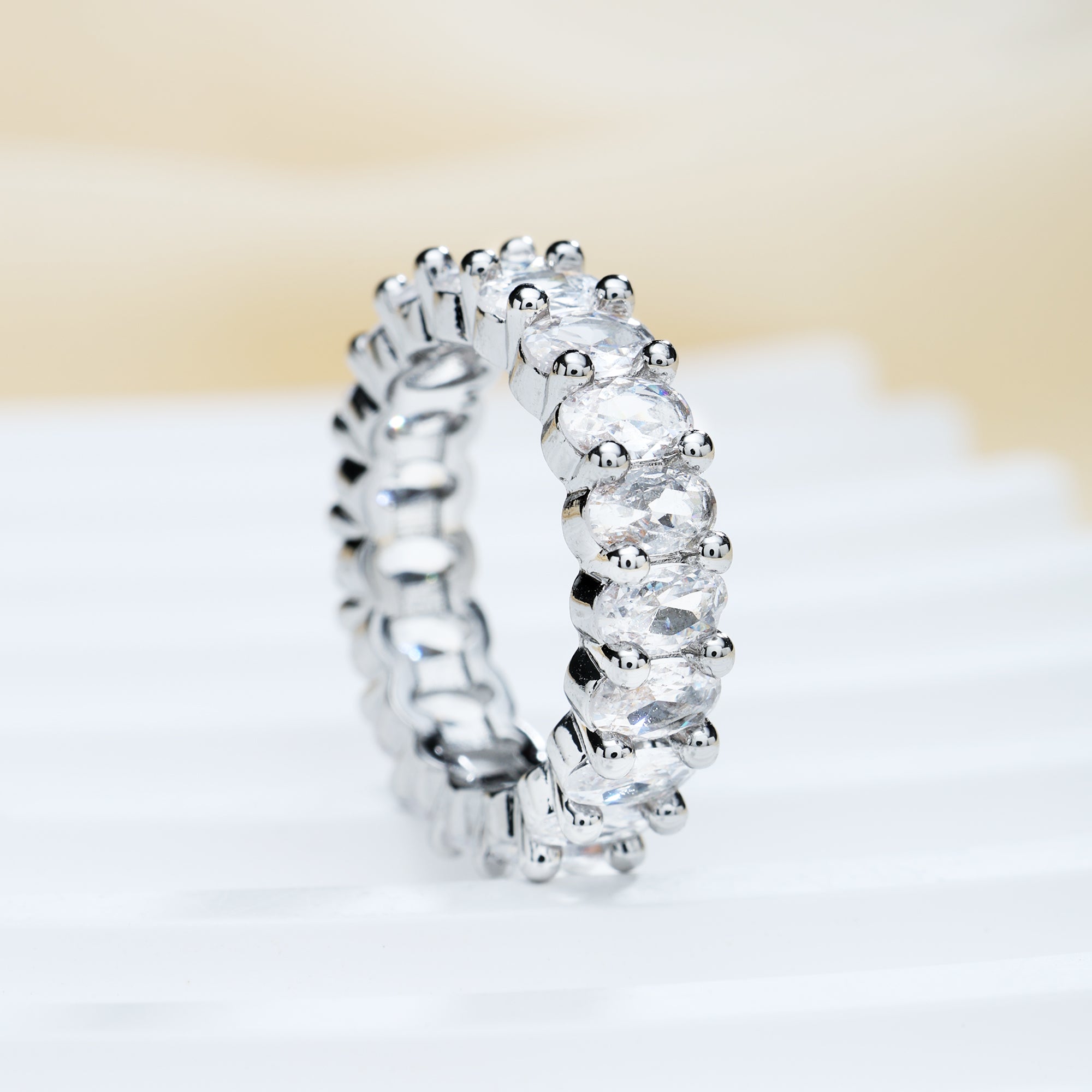 Gold Plated Oval Cubic Zirconia Love Ring
