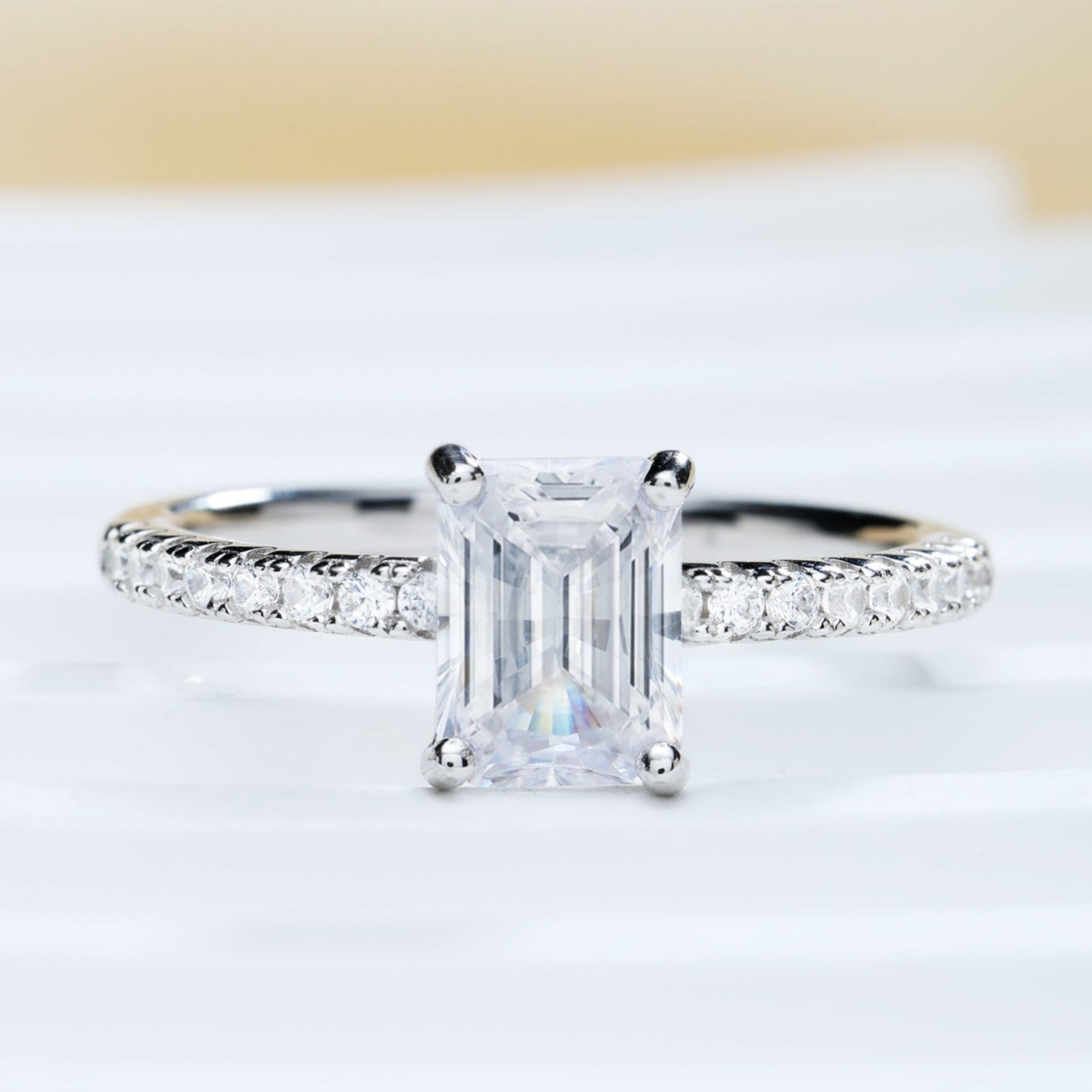 3CT Radiant Cut Wedding Promise Rings for Women
