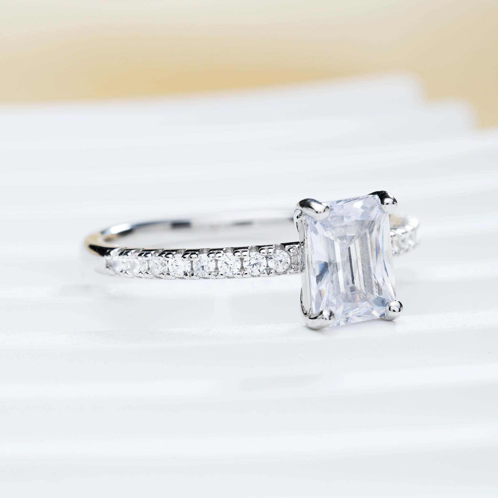 3CT Radiant Cut Wedding Promise Rings for Women