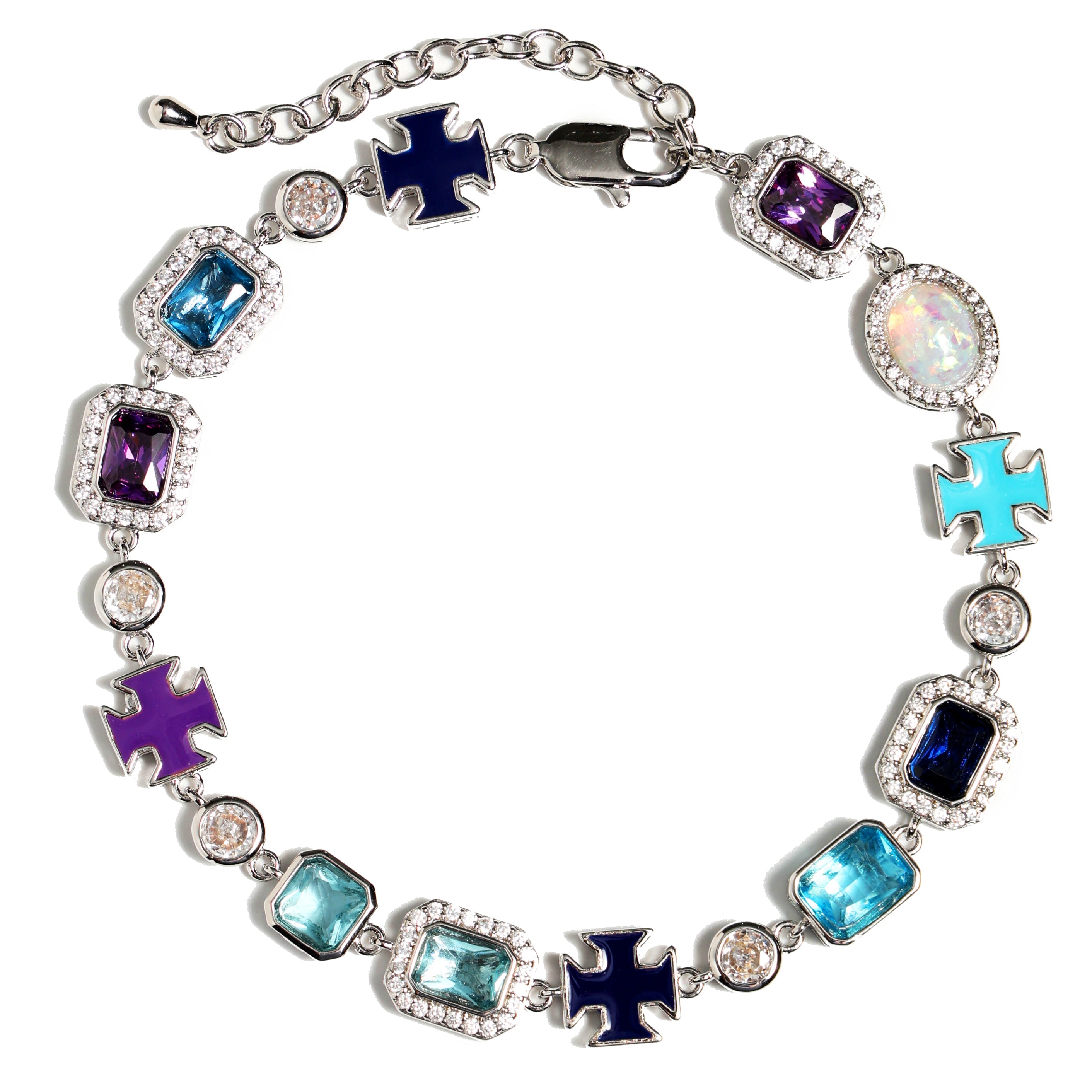 Blue Multi Gemstone Motif Necklace