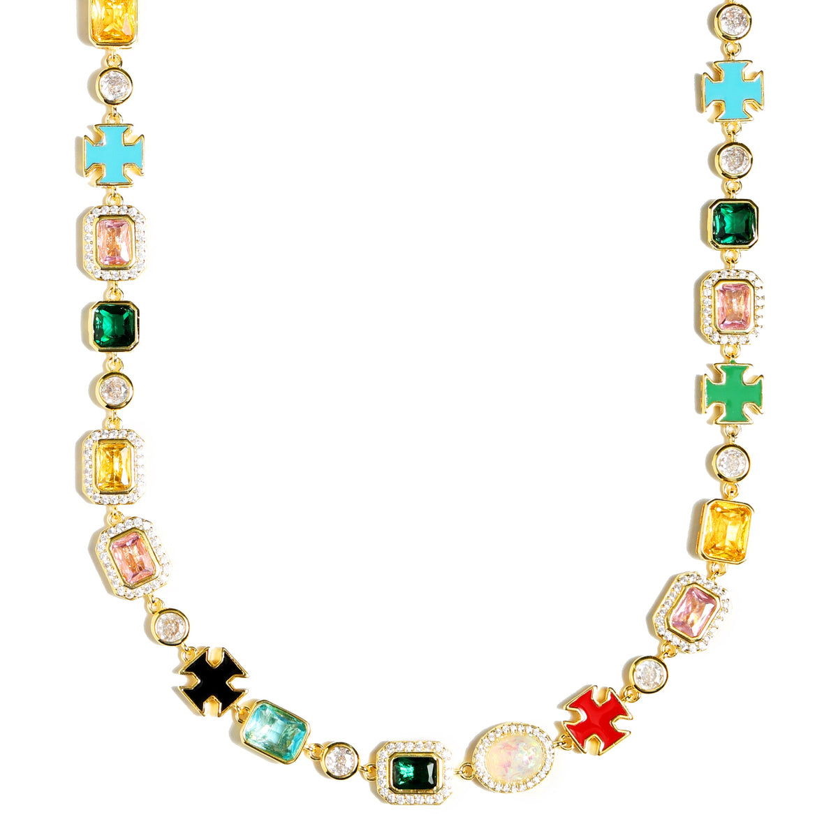 Multi Gemstone Motif Necklace