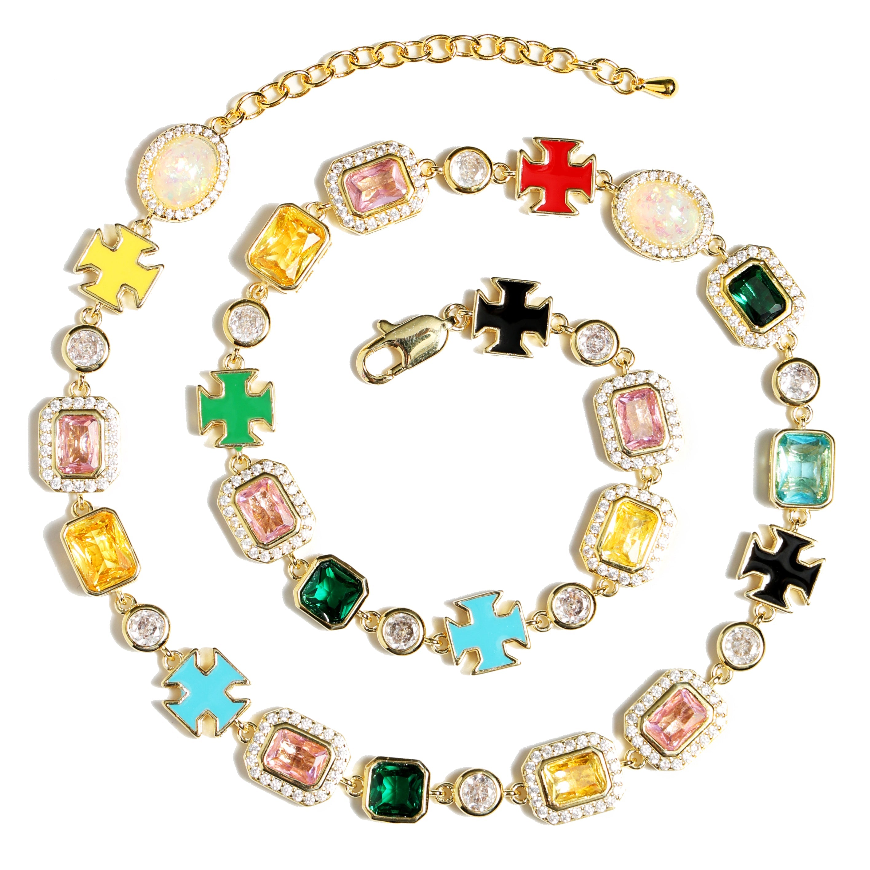 Multi Gemstone Motif Necklace