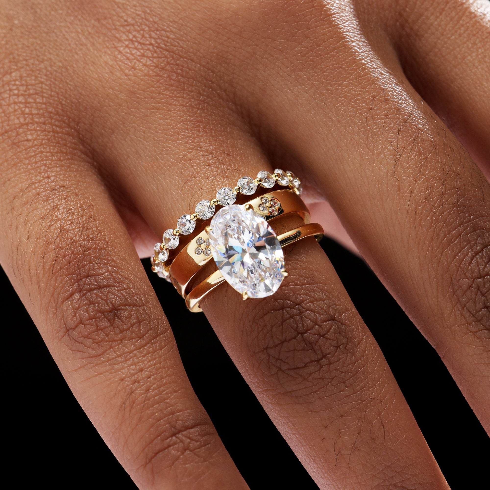 Noble Oval Cut 3 Pieces Ring Set