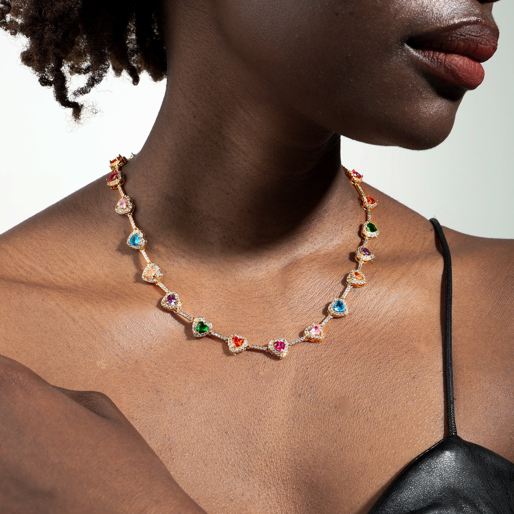 Heart Shaped Colorful Synthetic Decorated Necklace Set