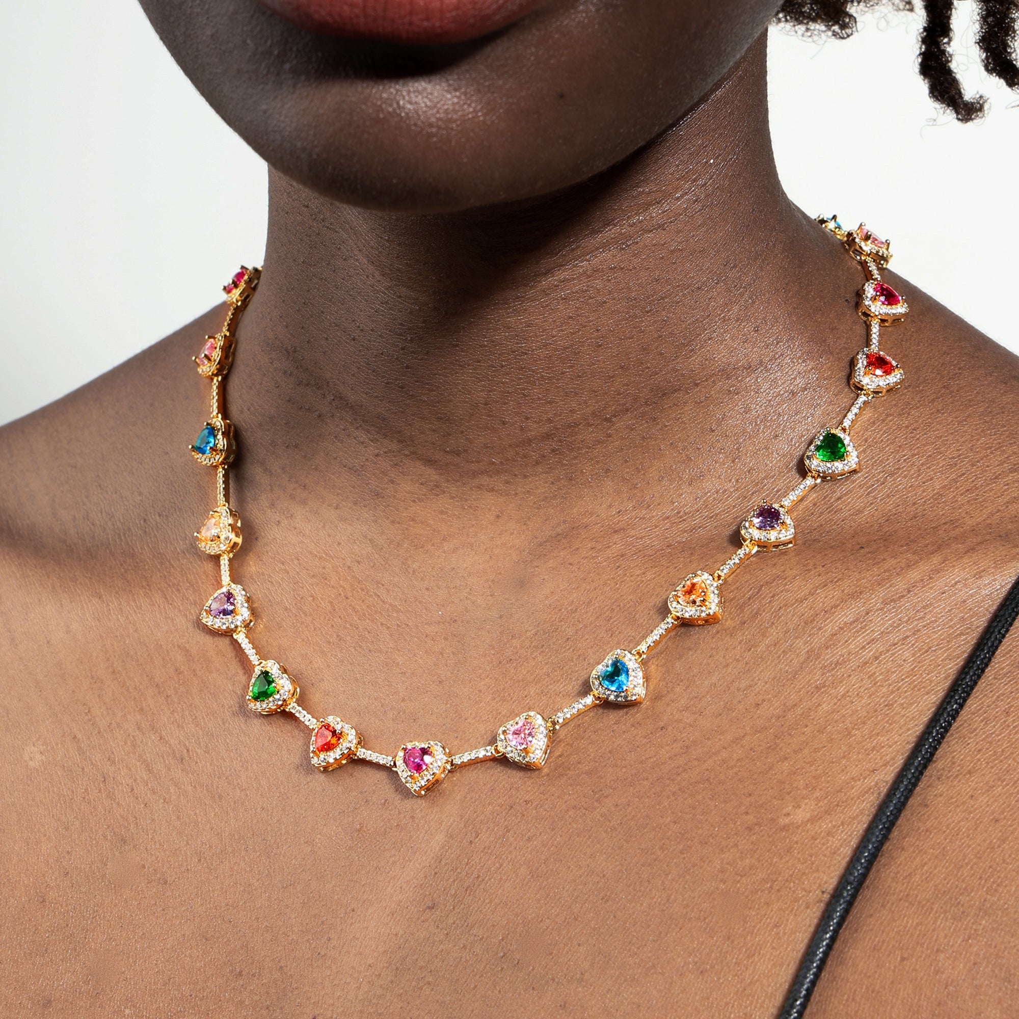 Heart Shaped Colorful Synthetic Decorated Necklace Set