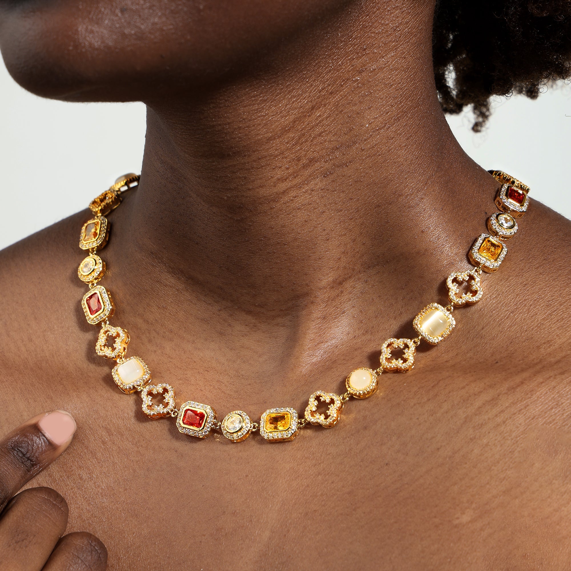 Iced Gemstone Set(Gemstone Necklace ＆ Bracelet)