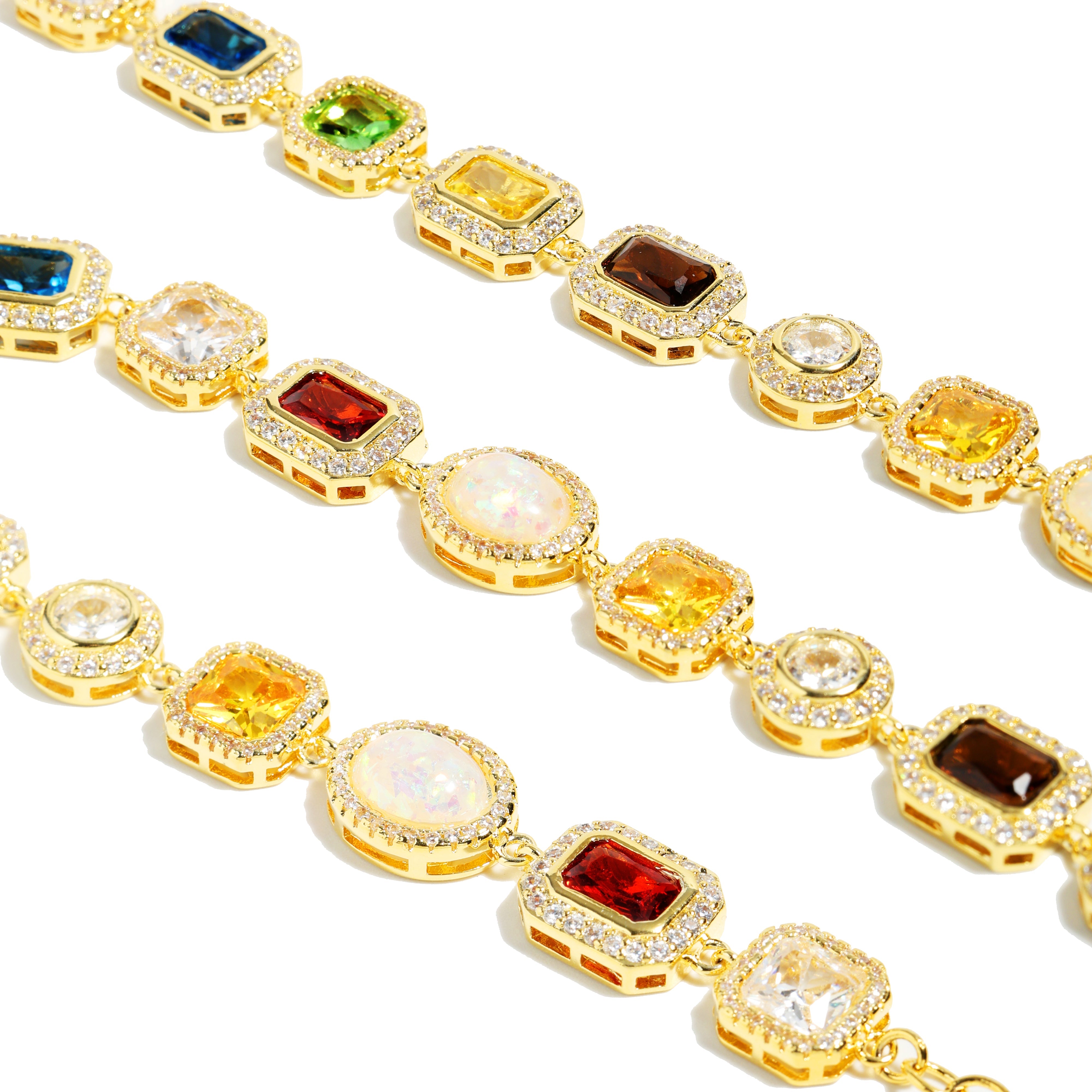 Motley Gemstone Necklace Set (Unisex Necklace ＆ Bracelet)