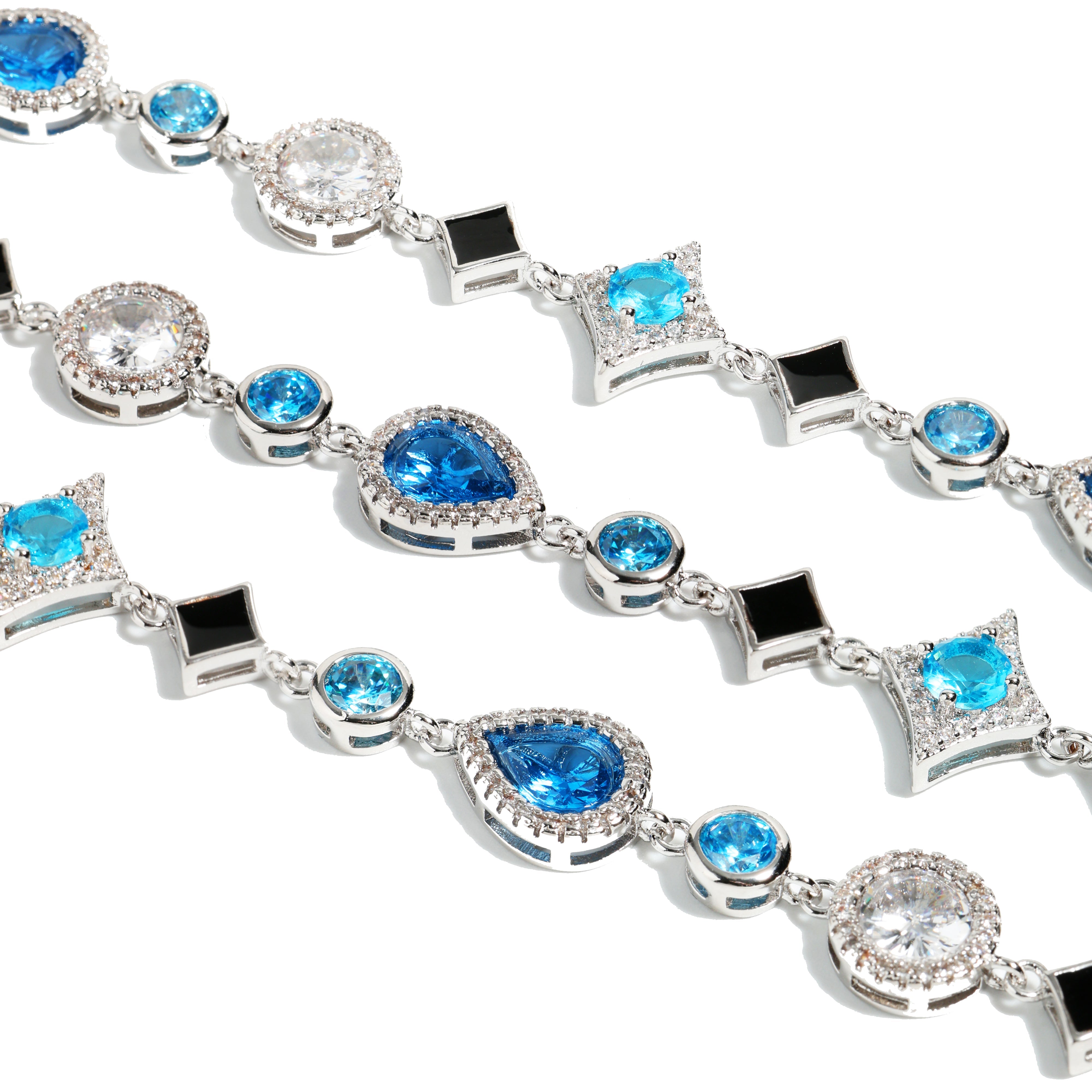 Star Motif Blue Multi Gemstone Necklace Set