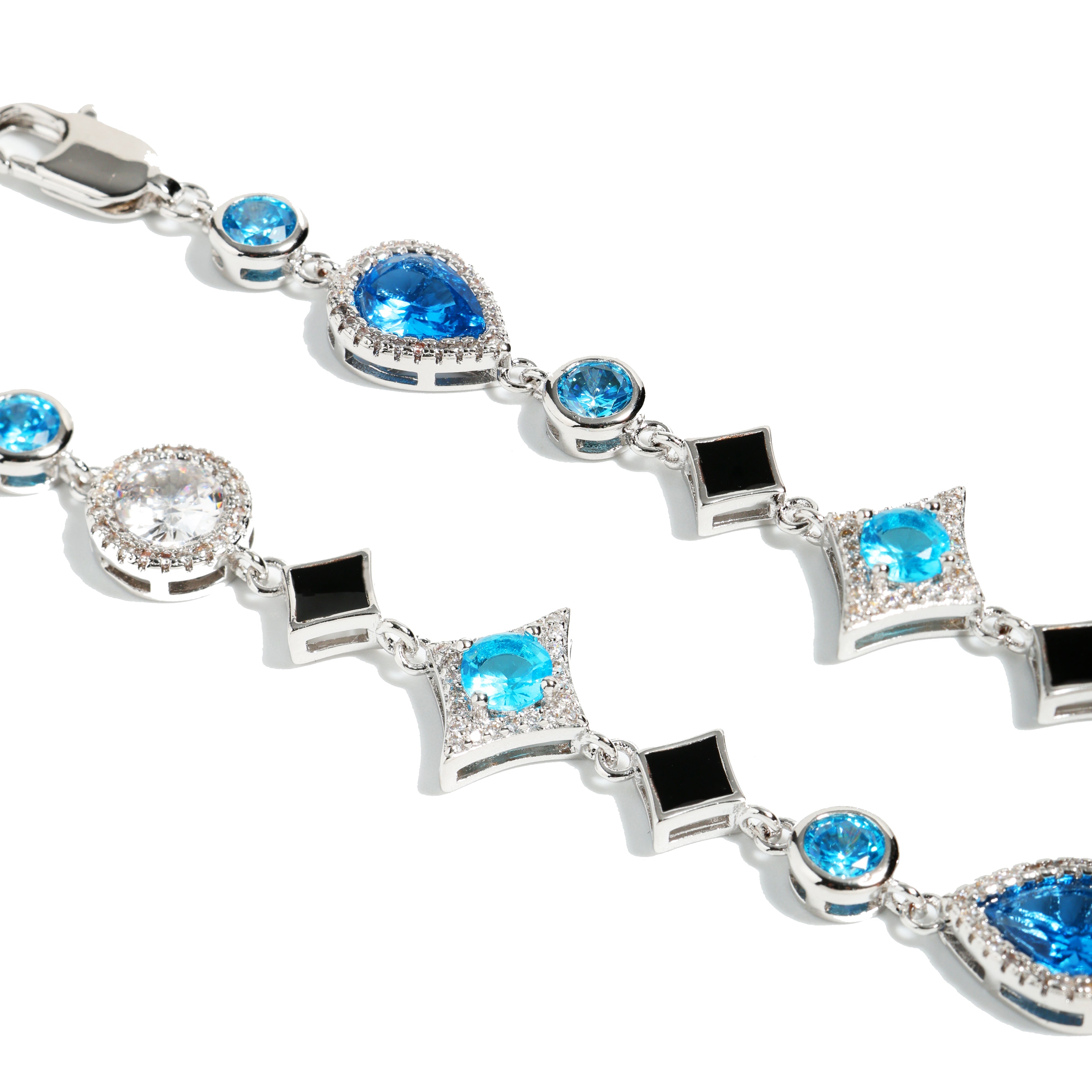 Star Motif Blue Multi Gemstone Necklace Set
