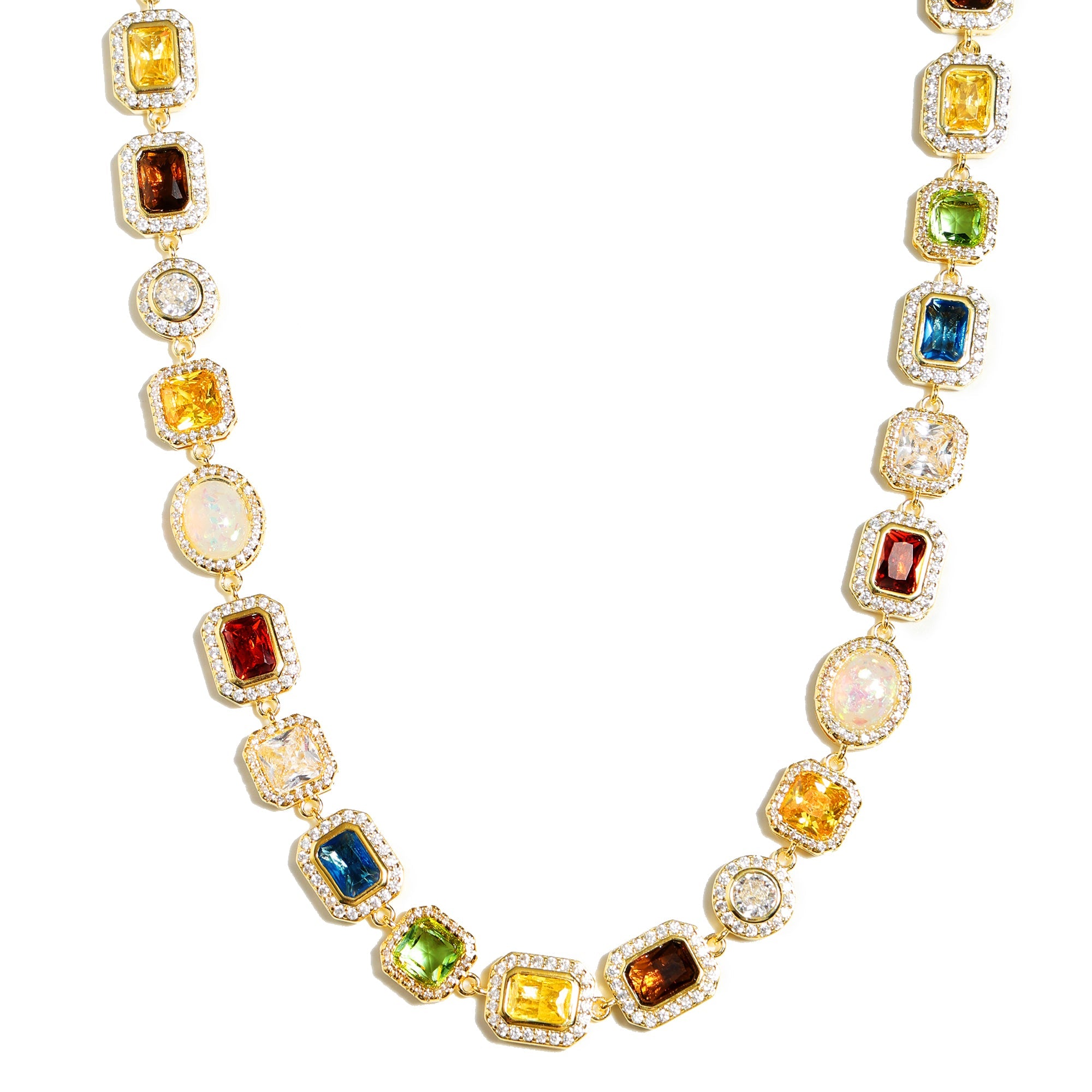 Motley Gemstone Necklace Set (Unisex Necklace ＆ Bracelet)
