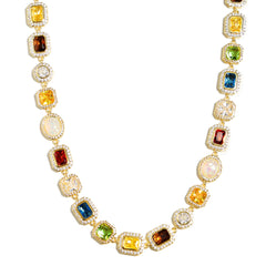 Motley Gemstone Necklace Set (Unisex Necklace ＆ Bracelet)