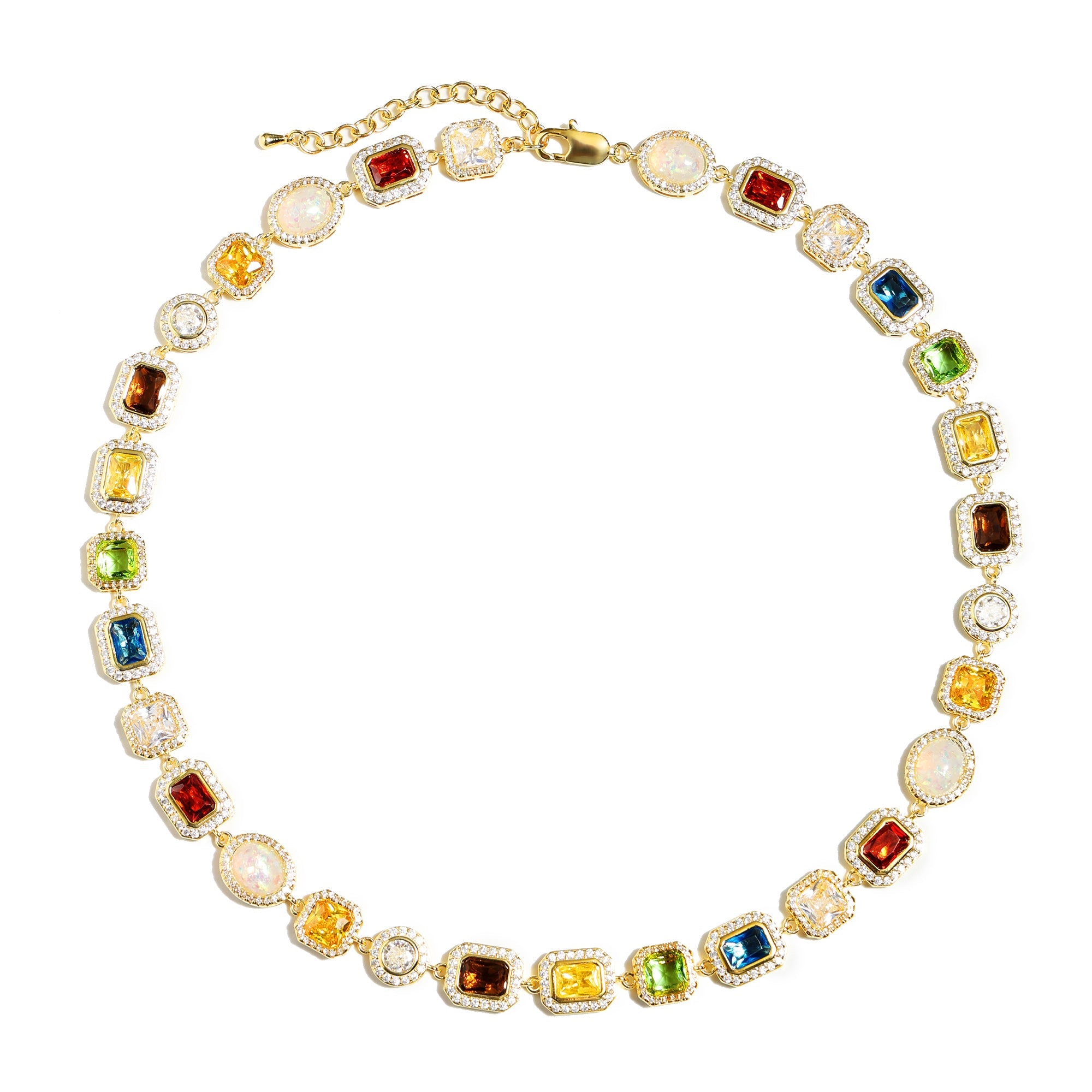 Motley Gemstone Necklace Set (Unisex Necklace ＆ Bracelet)