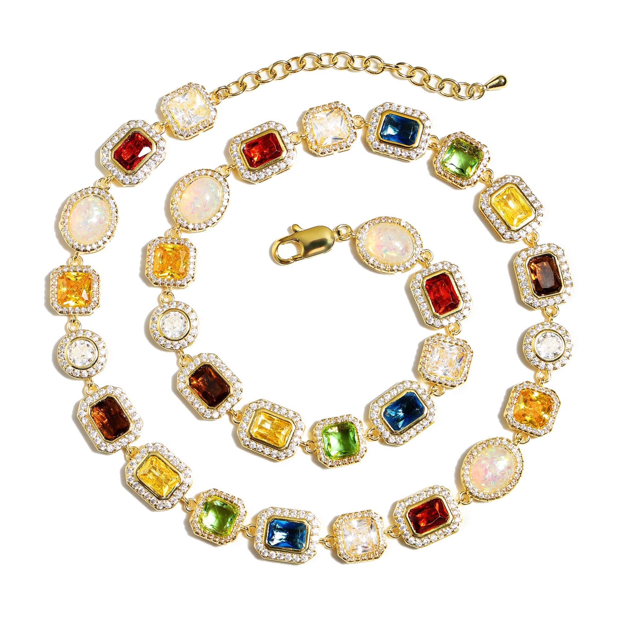 Motley Gemstone Necklace Set (Unisex Necklace ＆ Bracelet)