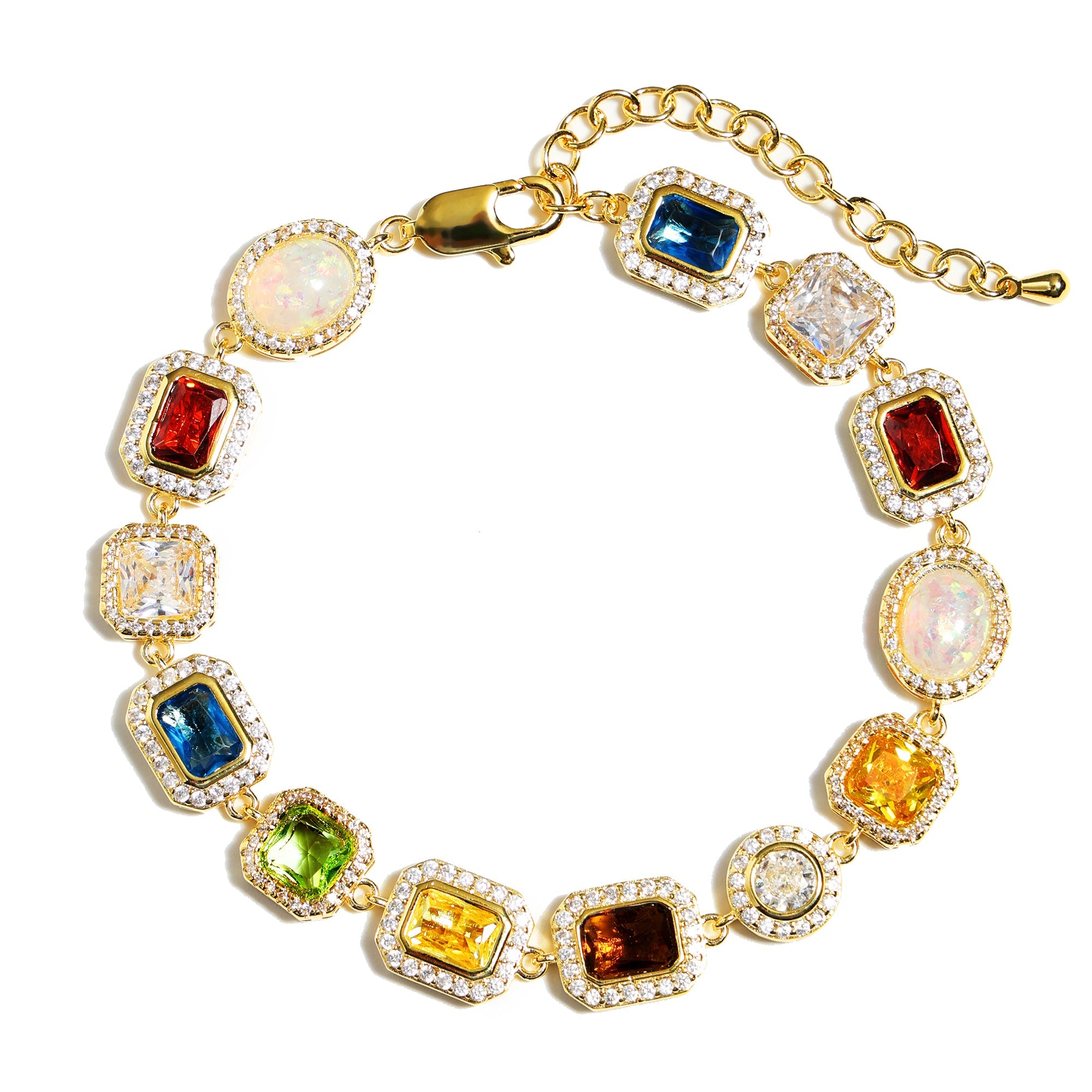 Motley Gemstone Necklace Set (Unisex Necklace ＆ Bracelet)