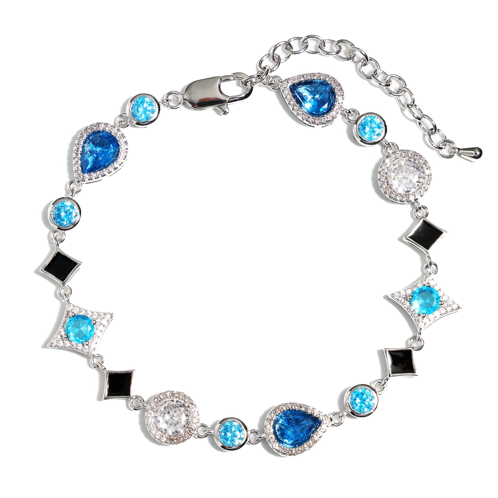 Star Motif Blue Multi Gemstone Necklace Set