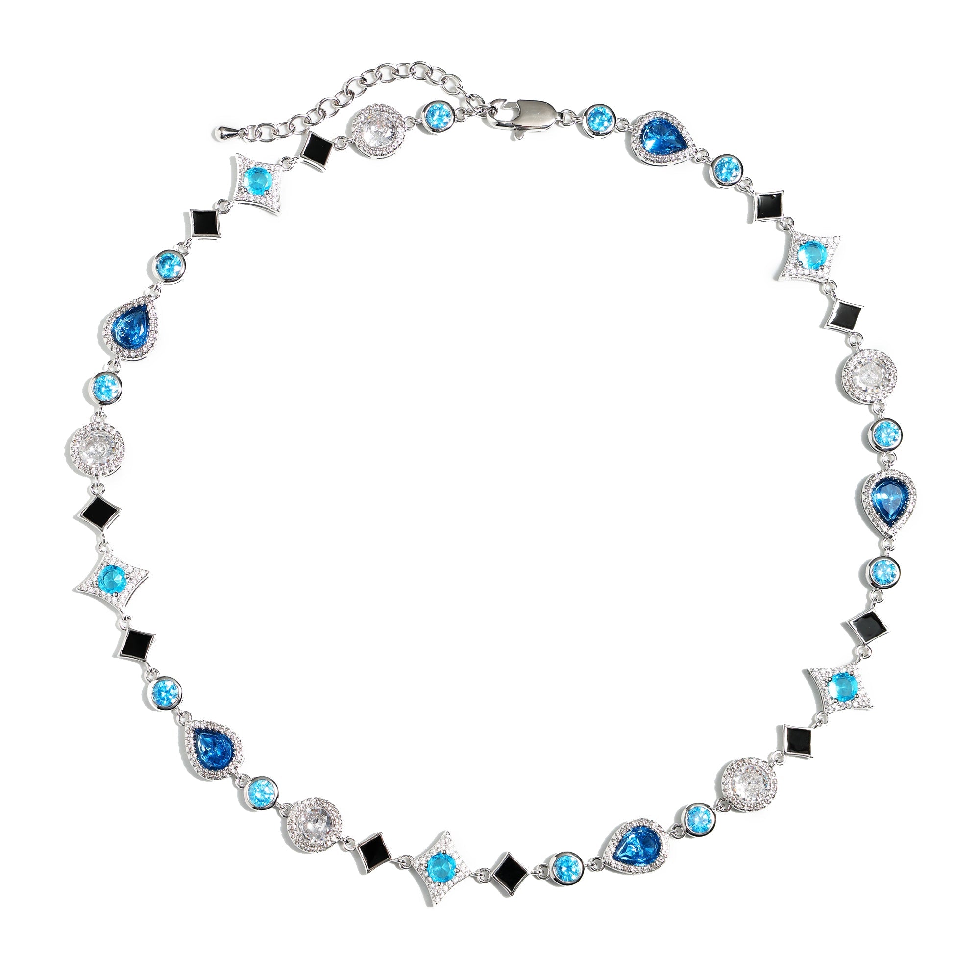 Star Motif Blue Multi Gemstone Necklace Set