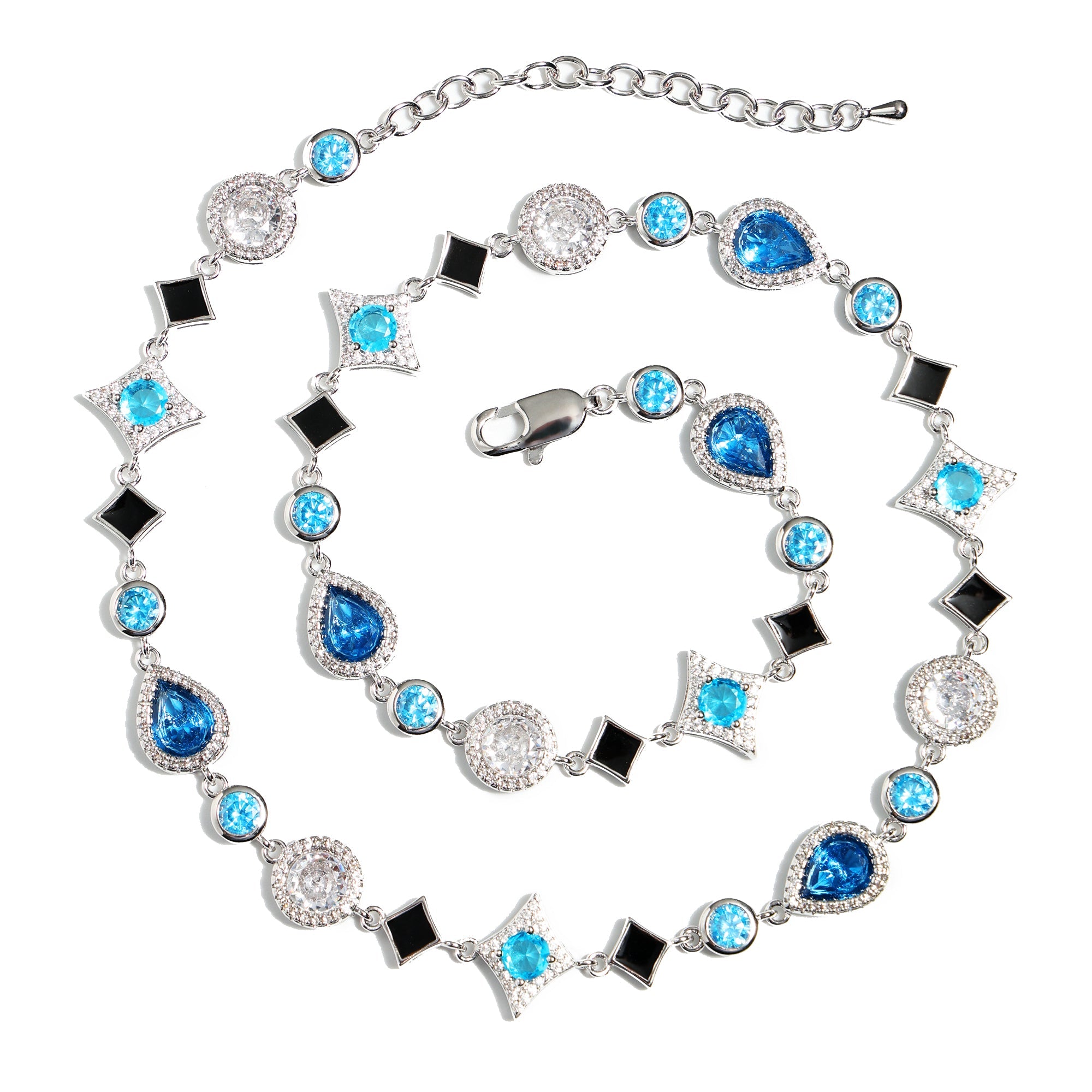 Star Motif Blue Multi Gemstone Necklace Set