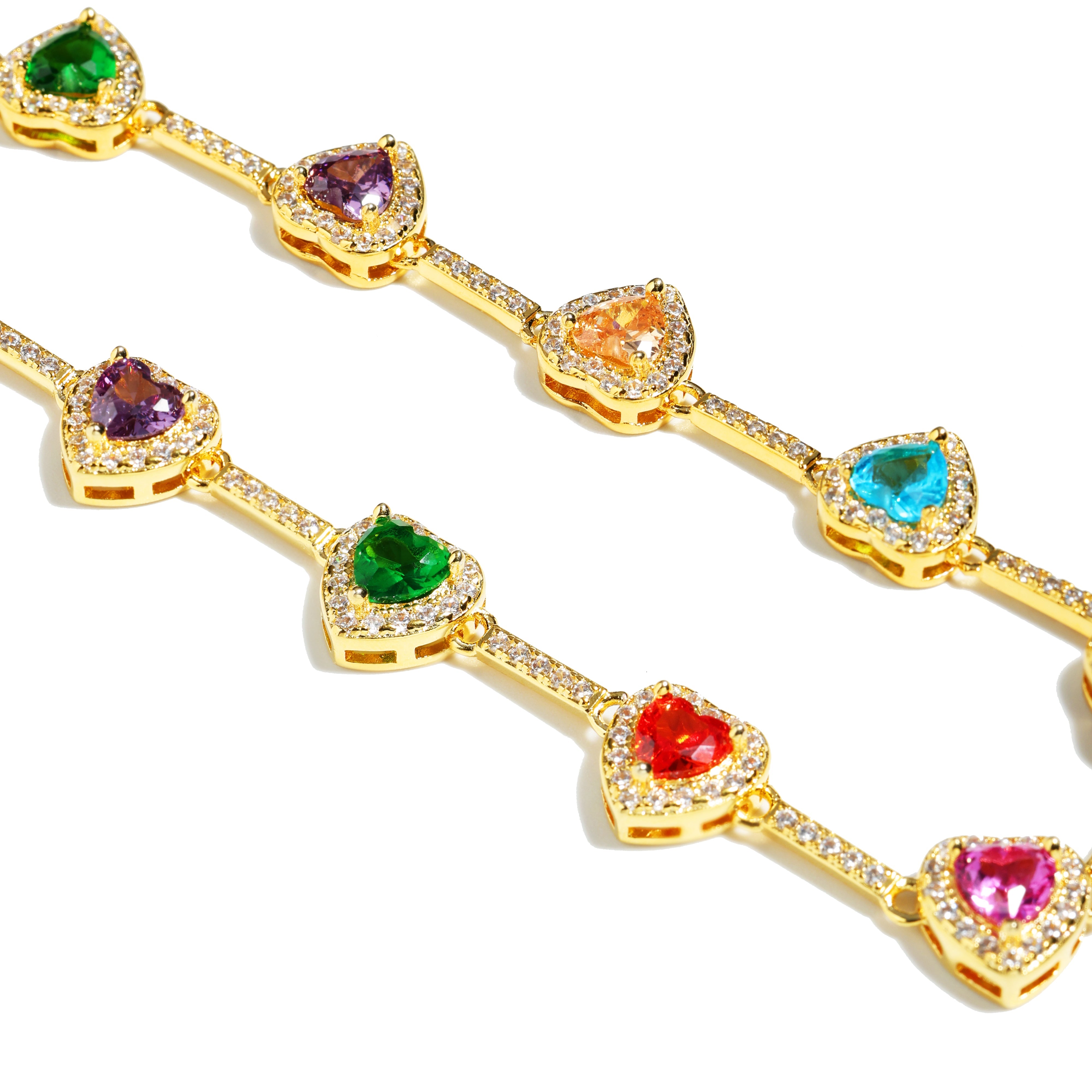 Heart Shaped Colorful Synthetic Decorated Bracelet