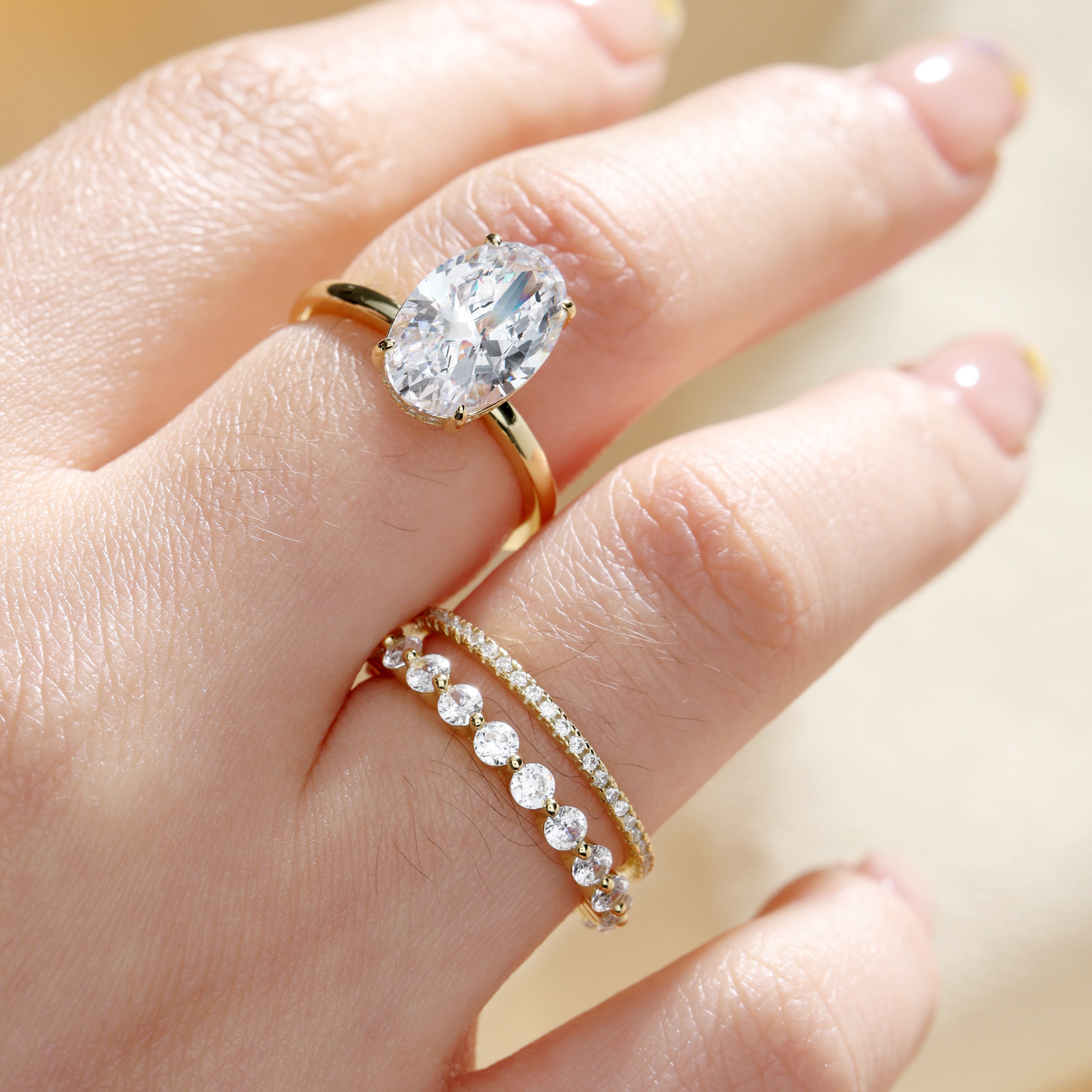 Oval Cut Yellow Gold Women's Ring Set