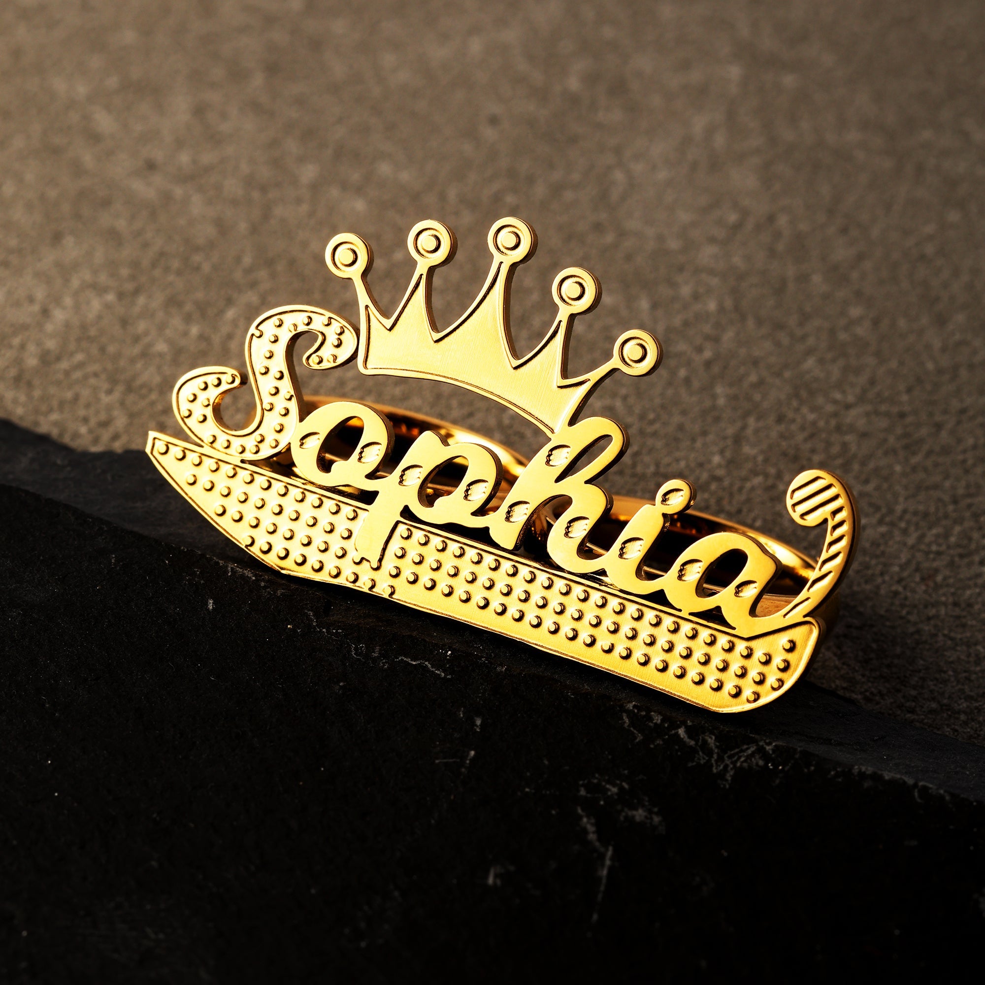 Two Finger Crown Name Ring