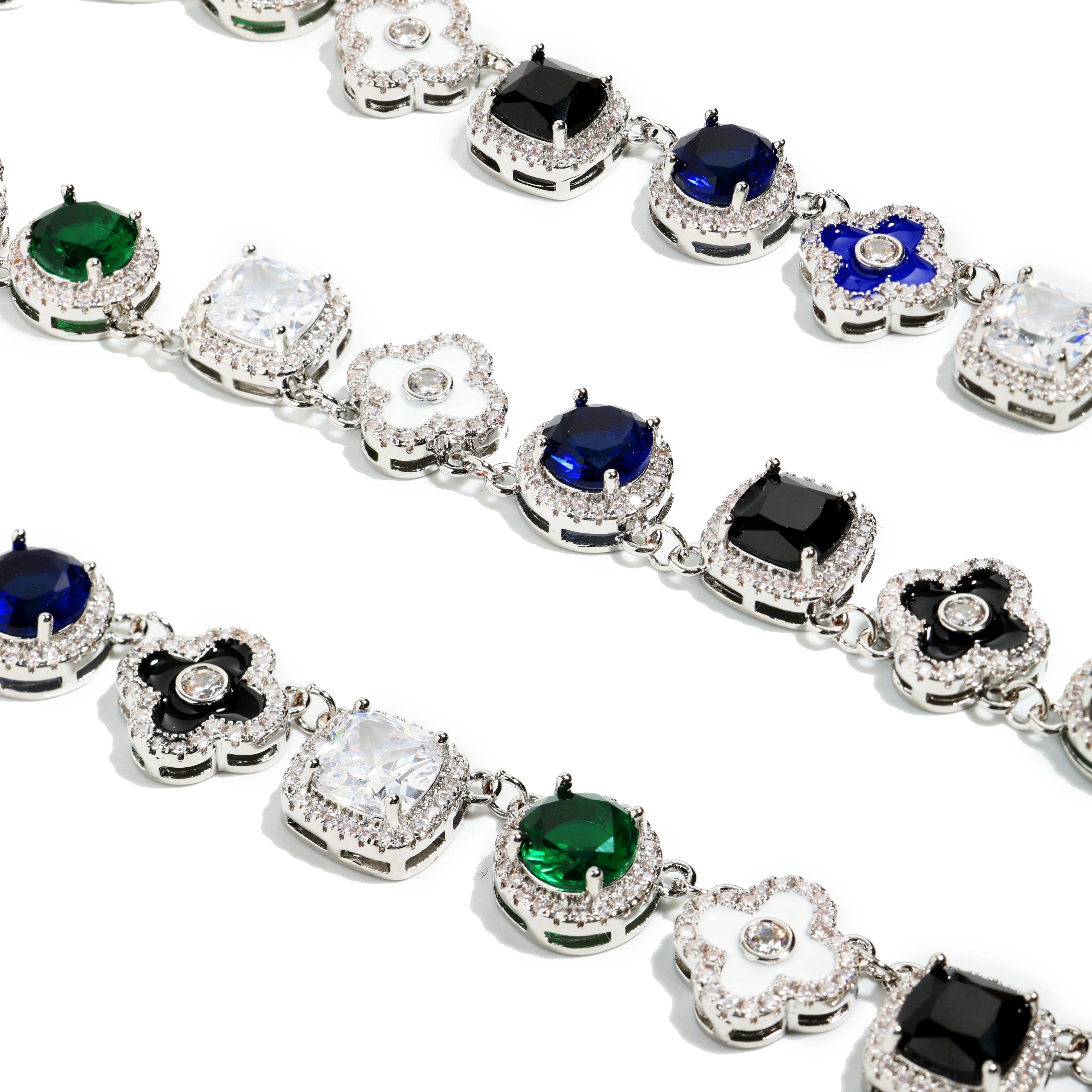Silver Midnight Garden Gemstone Necklace
