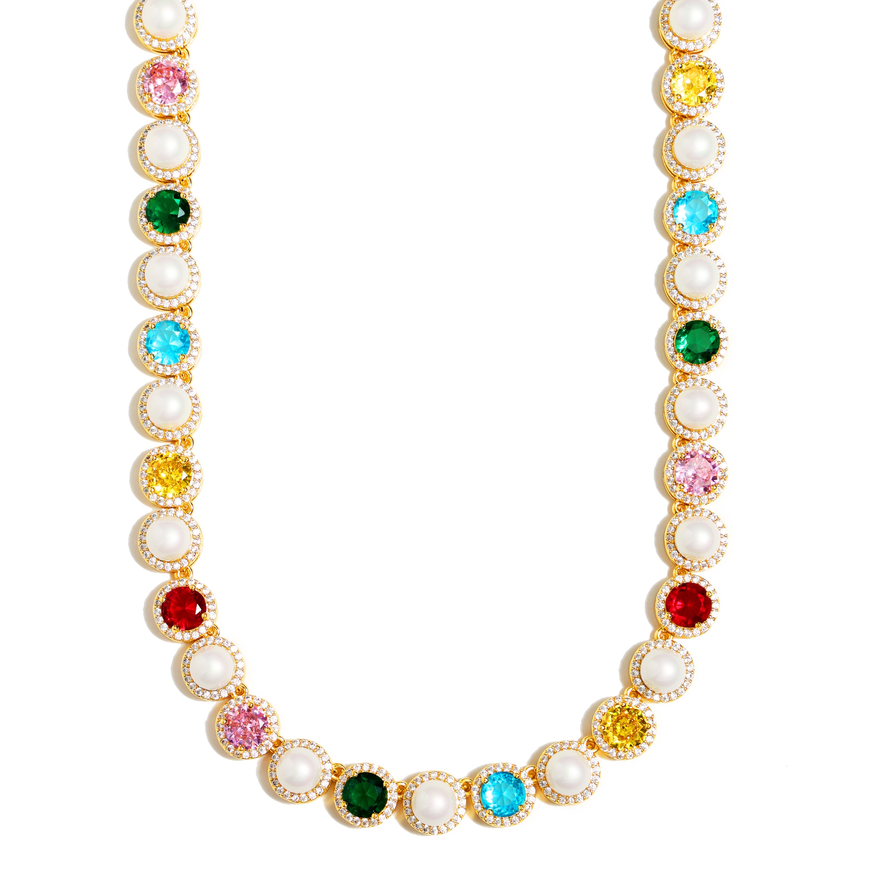 Gold Rainbow Serenade Gemstone Necklace