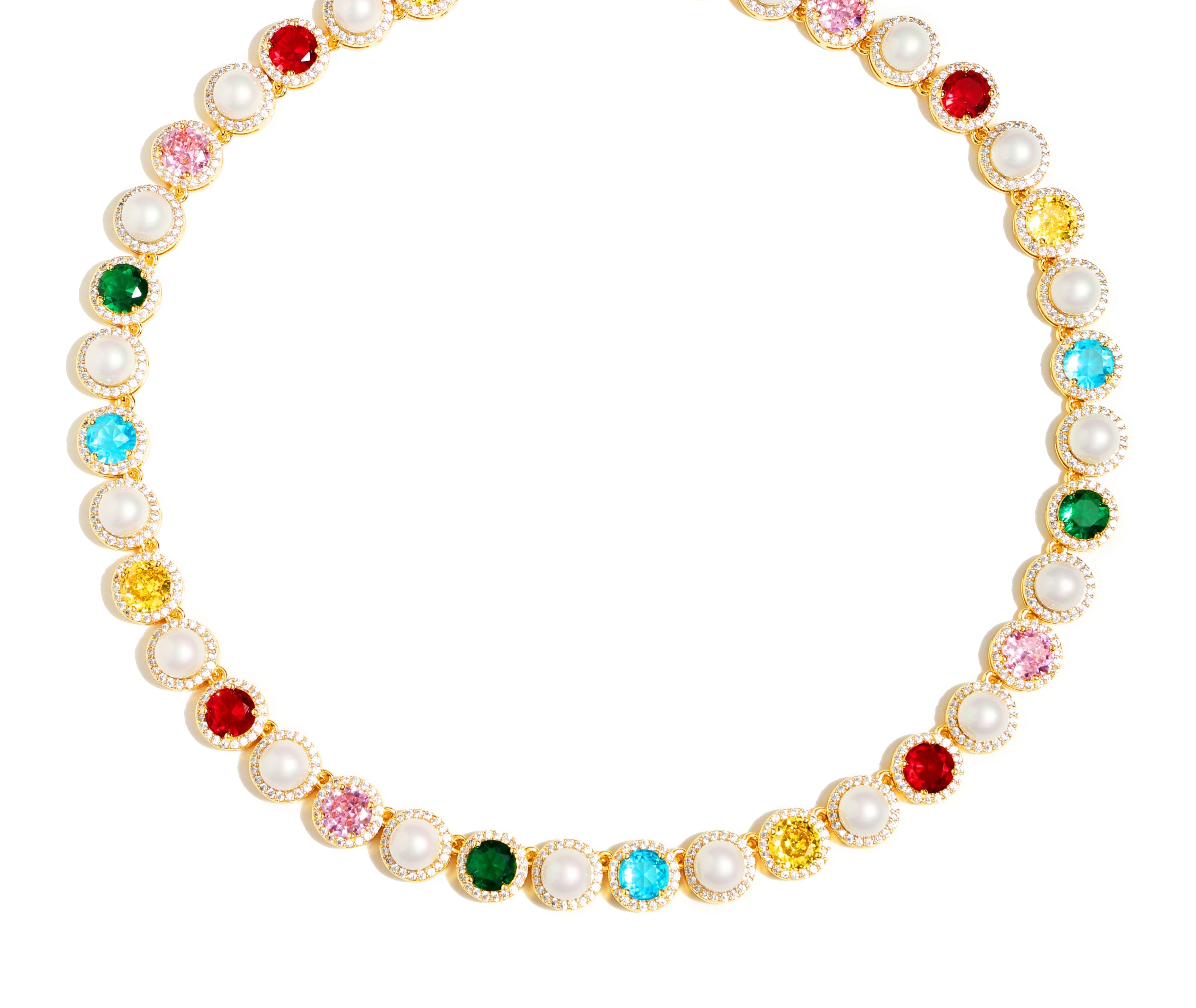 Gold Rainbow Serenade Gemstone Necklace