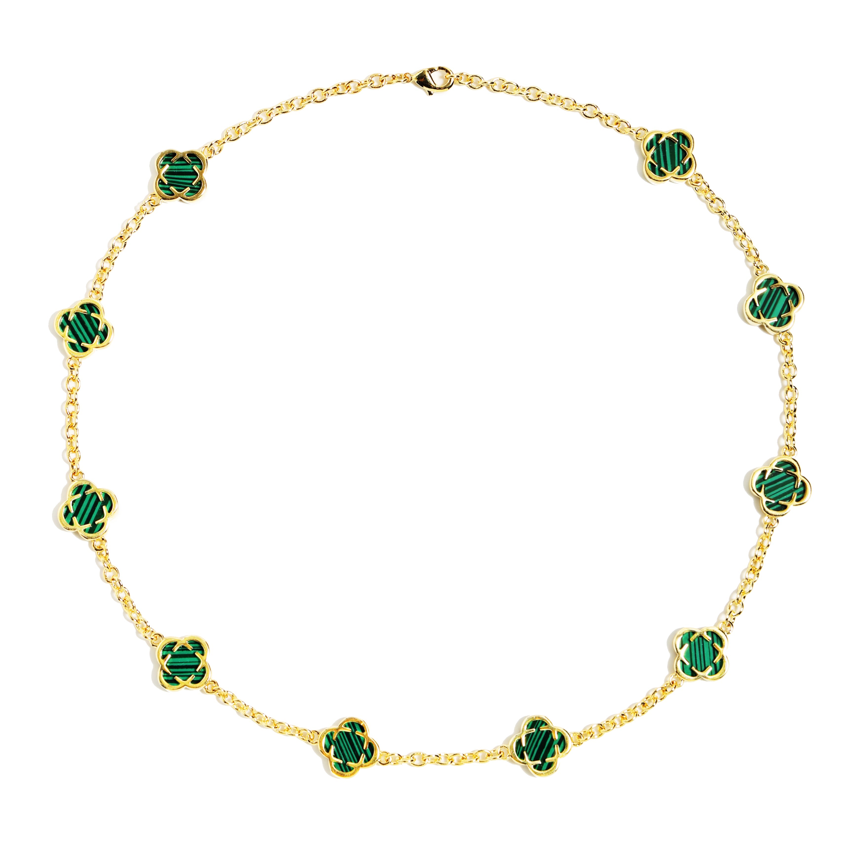 Malachite Clover Gemstone Bracelet