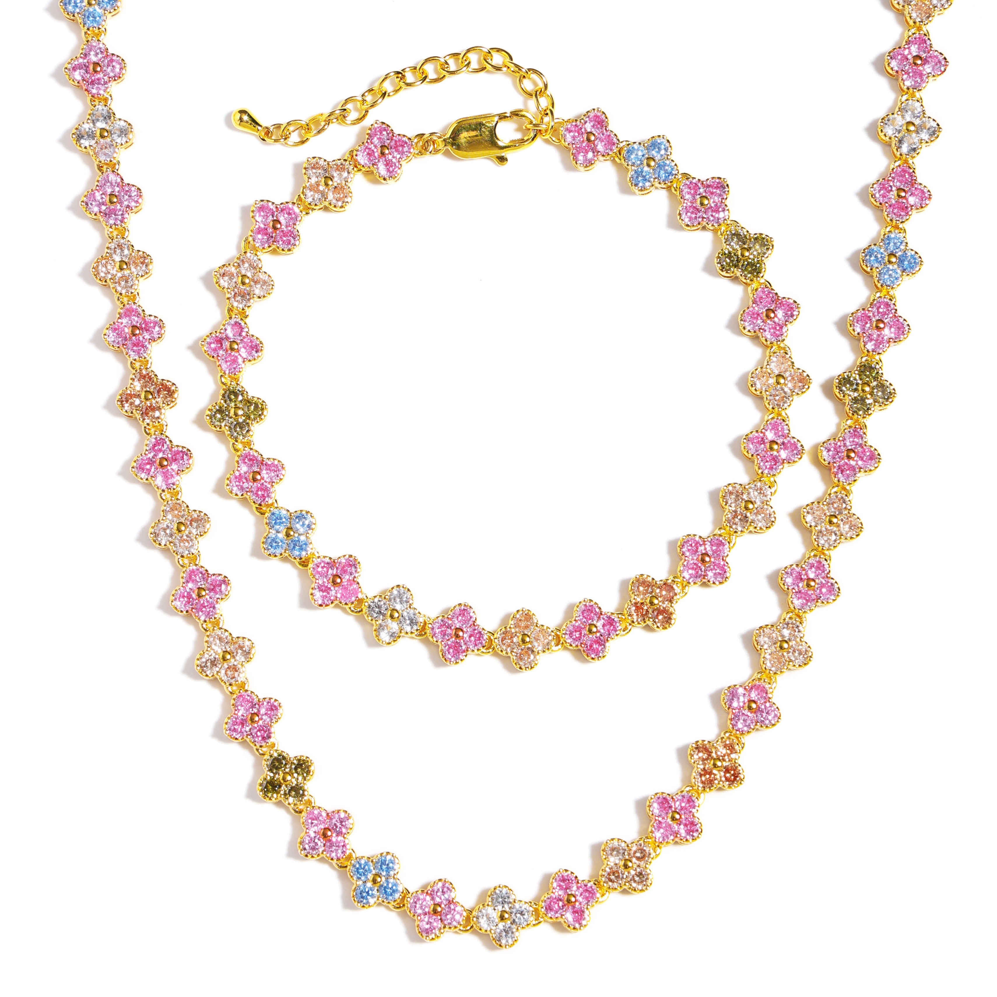 Blossom Tourmaline Gemstone Set (Unisex Necklace ＆ Bracelet)