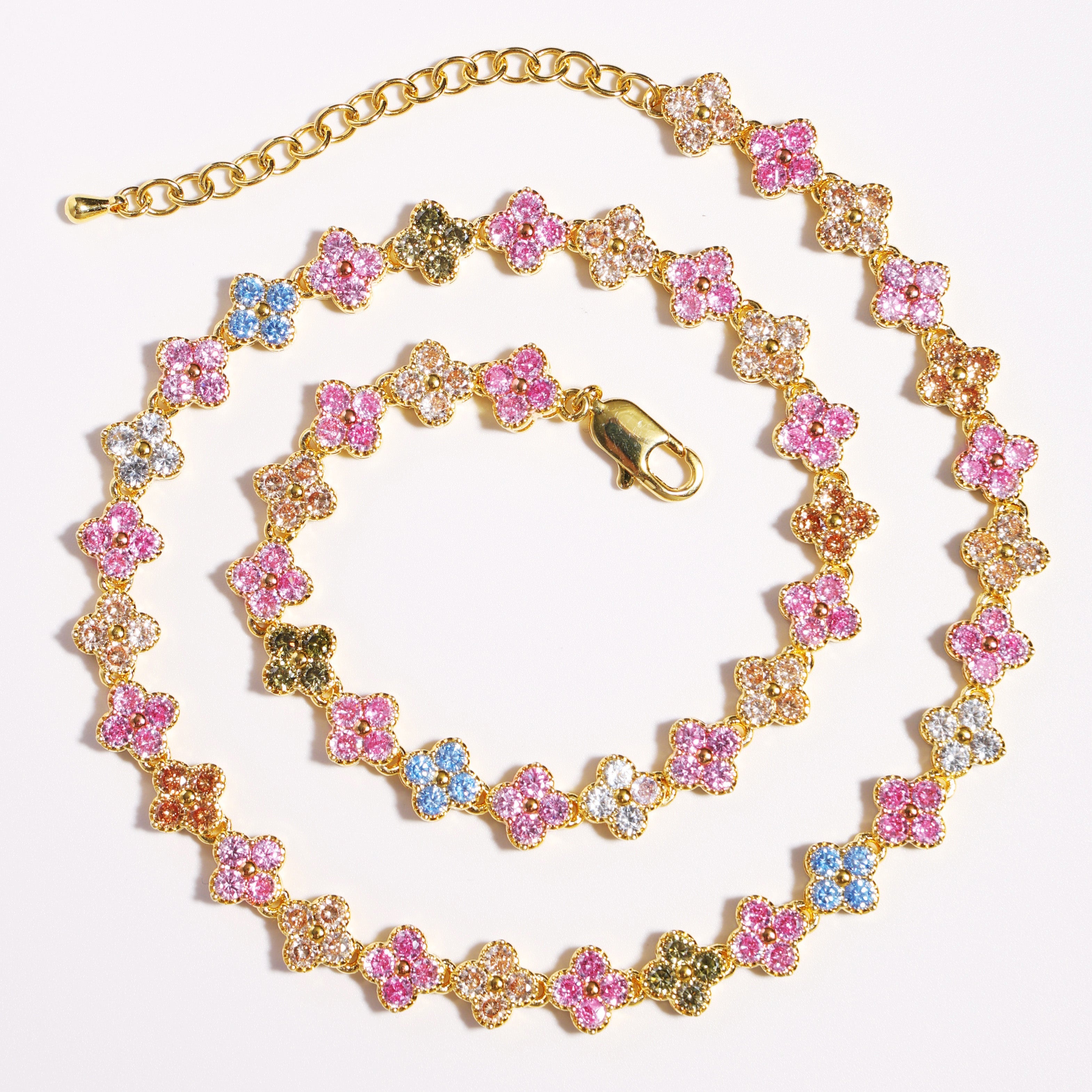 Blossom Tourmaline Gemstone Set (Unisex Necklace ＆ Bracelet)