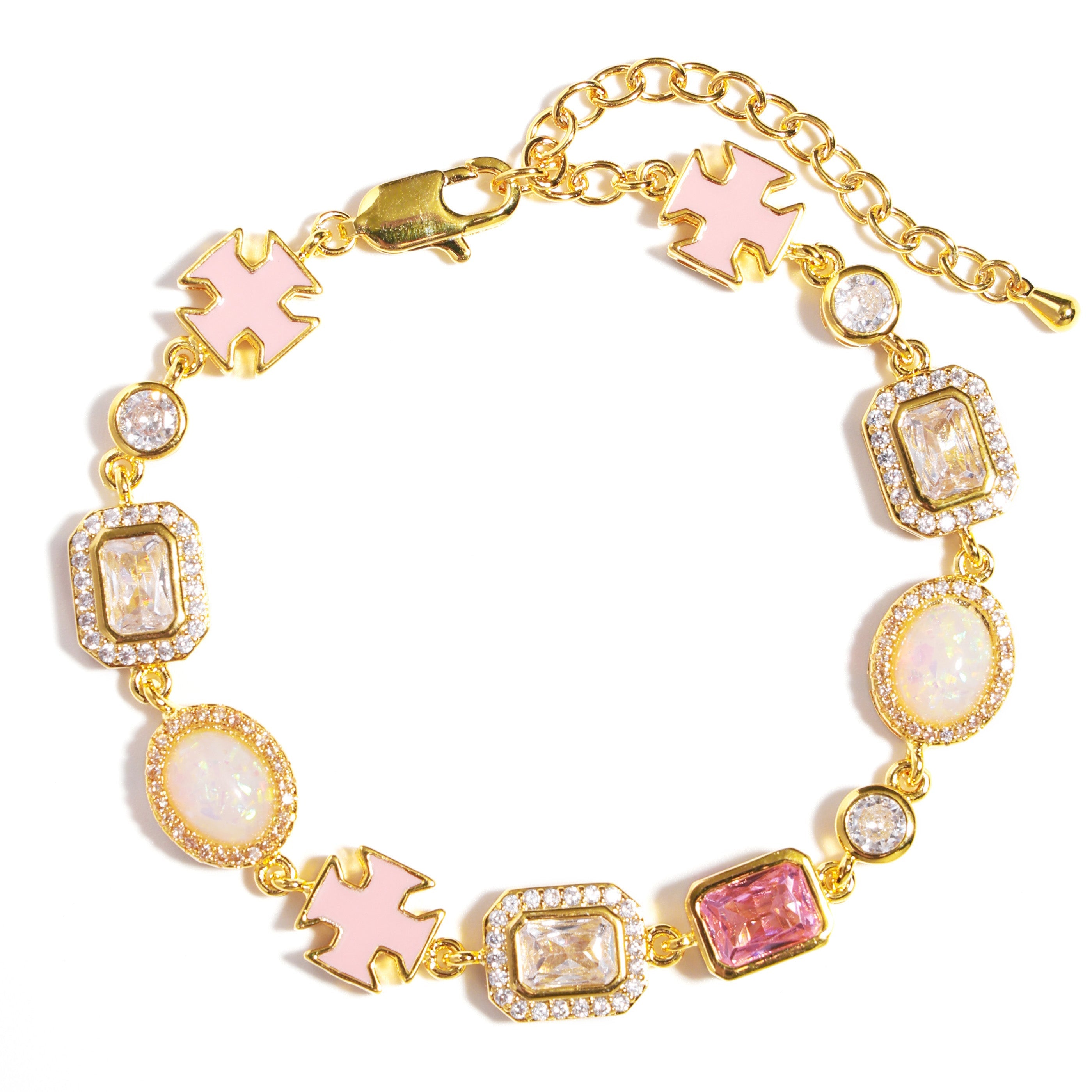 Millennial Pink Gemstone Chain Necklace