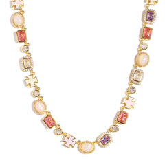 Mystic Pink & Purple Color Sapphire Gemstone Necklace Set