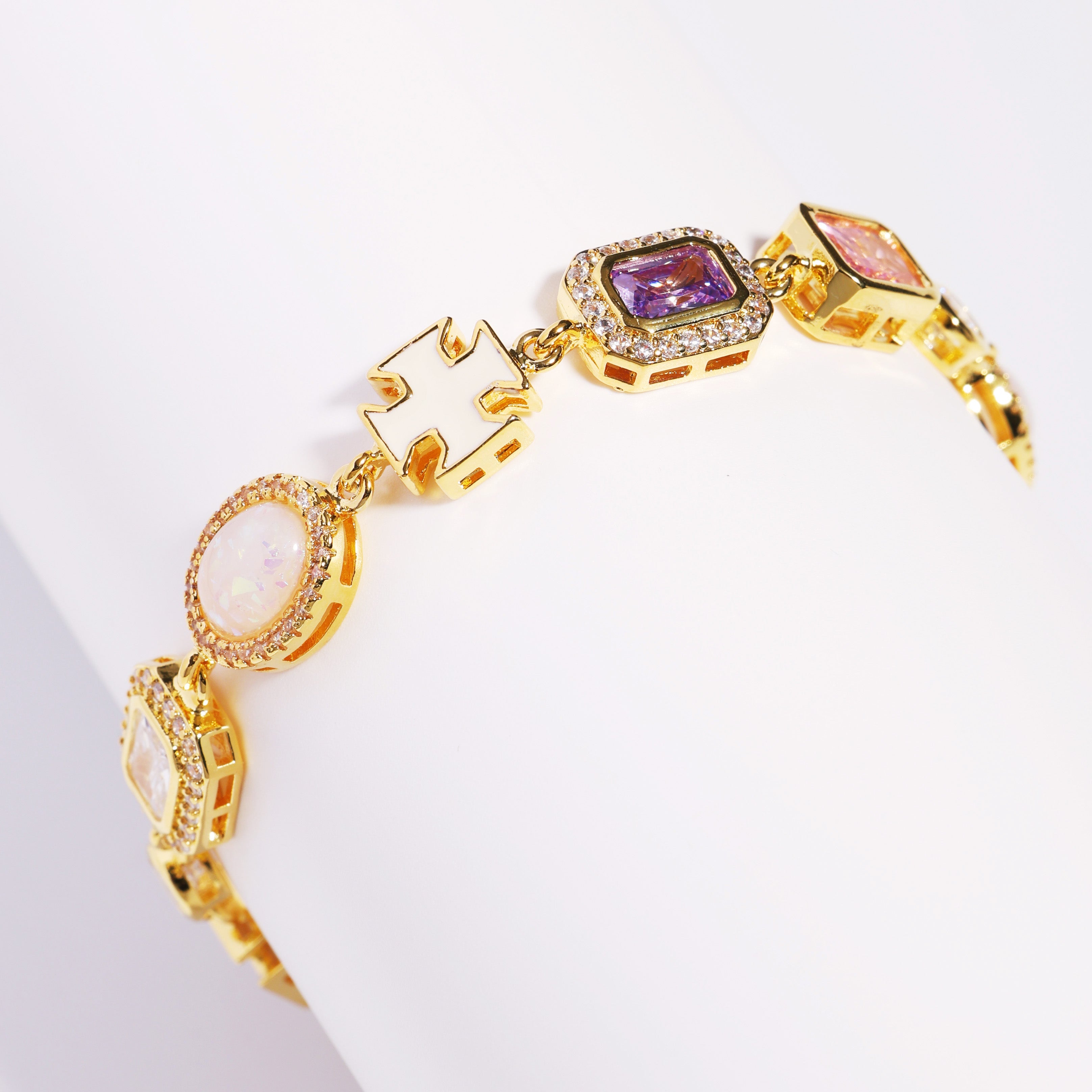 Mystic Pink & Purple Color Sapphire Gemstone Necklace Set