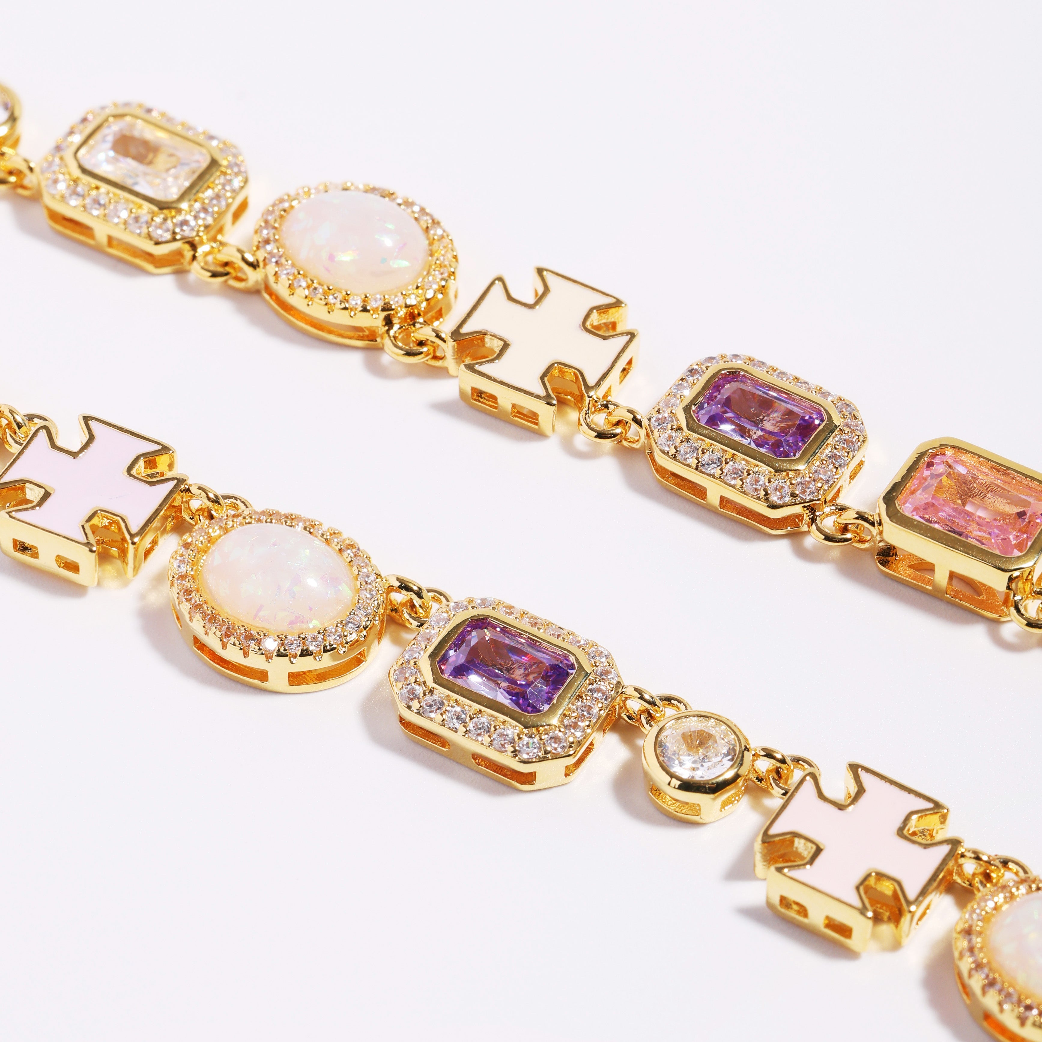 Mystic Pink & Purple Color Sapphire Gemstone Bracelet