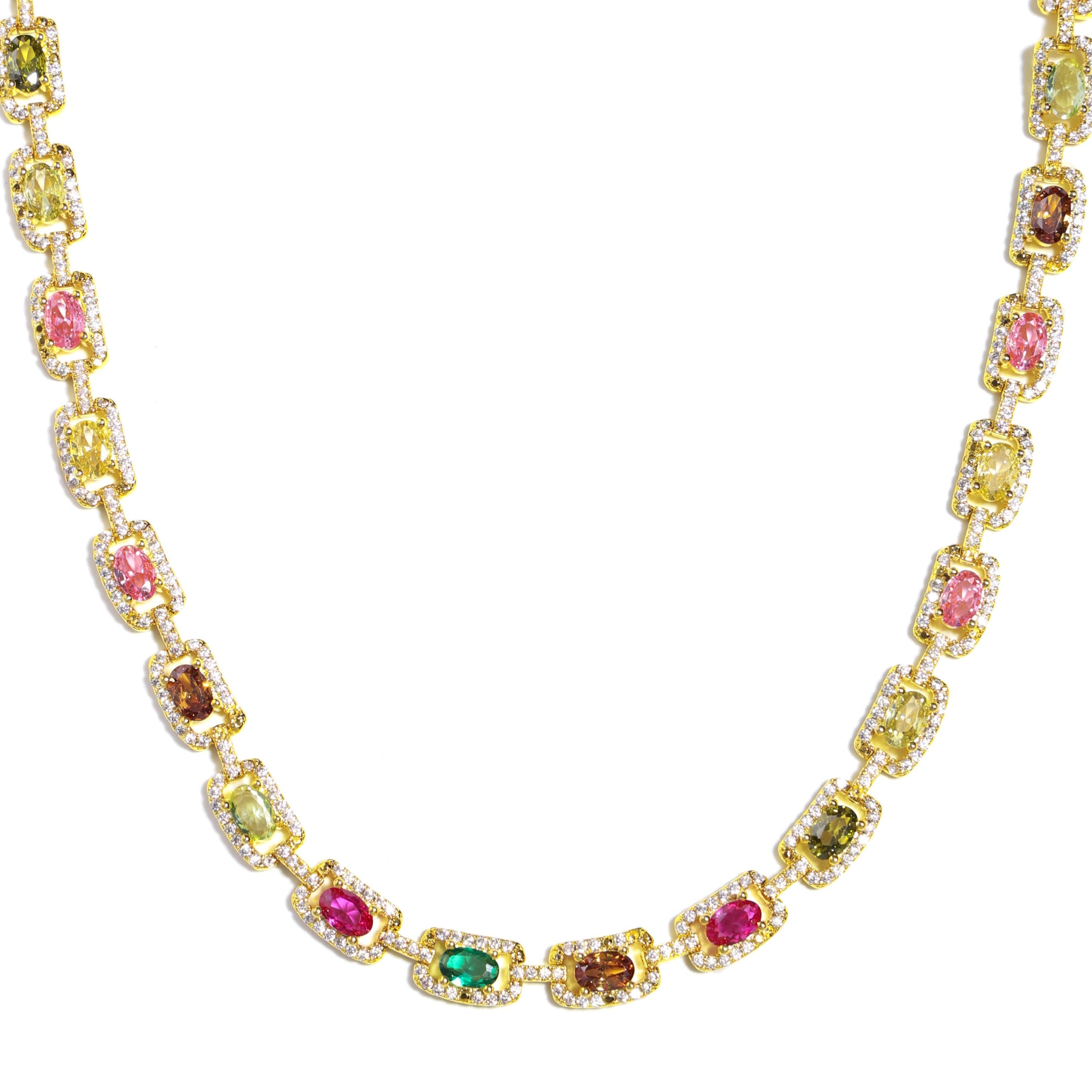 Prism Square-Cut Tourmaline Gemstone Necklace